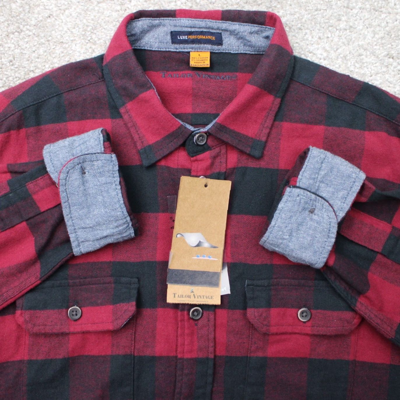 Vintage VINTAGE Tailor Vintage Shirt Mens Large Red/Black Plaid Long Sleeve NWT Buffalo Airotec Cotton Knit Button-Up Size US L / EU 52-54 / 3 - 2 Thumbnail