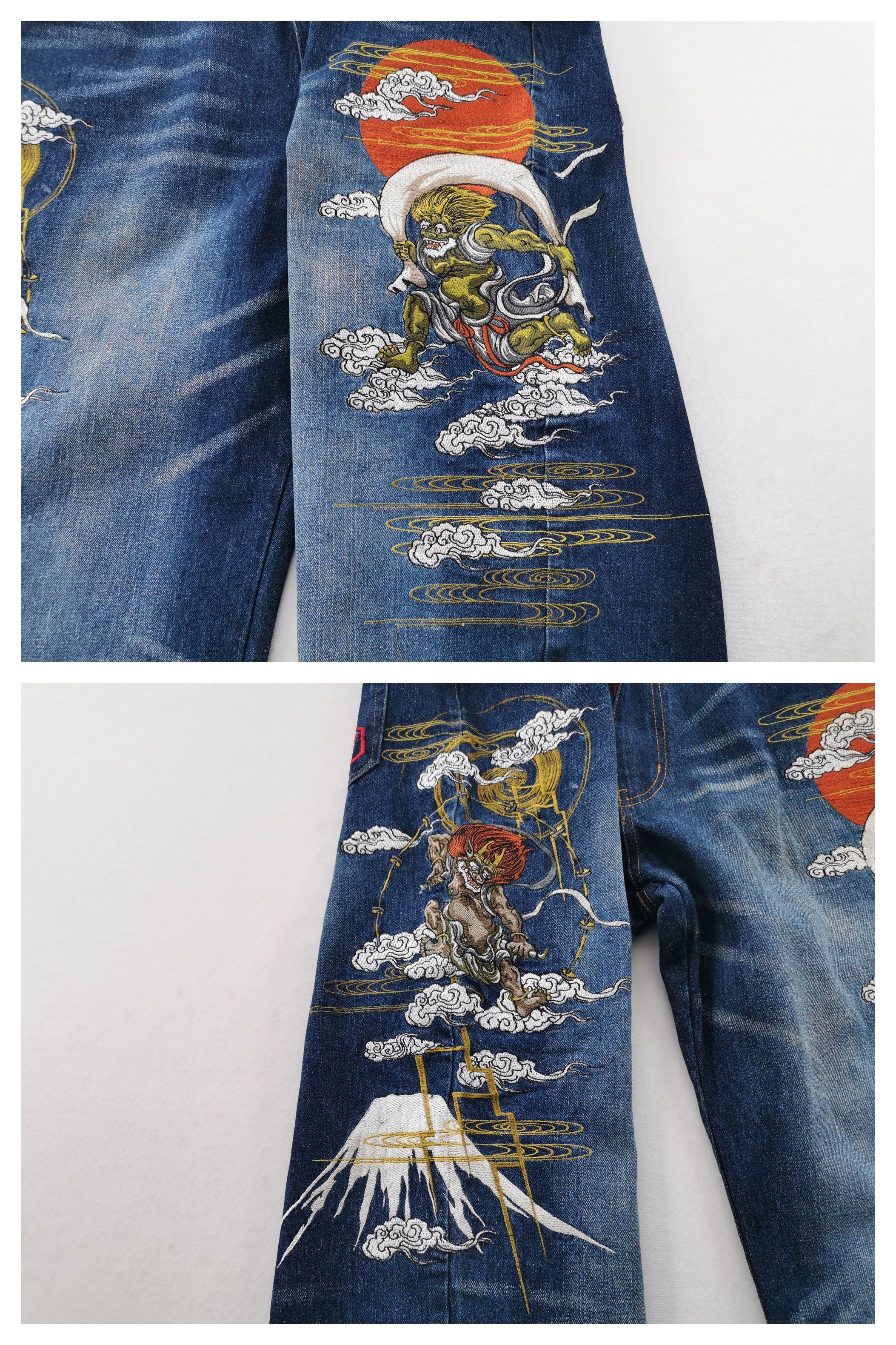 Japanese Brand × Vintage Vintage Menis Nagaya Japanese Fujin & Raijin Design Size US 32 / EU 48 - 8 Thumbnail
