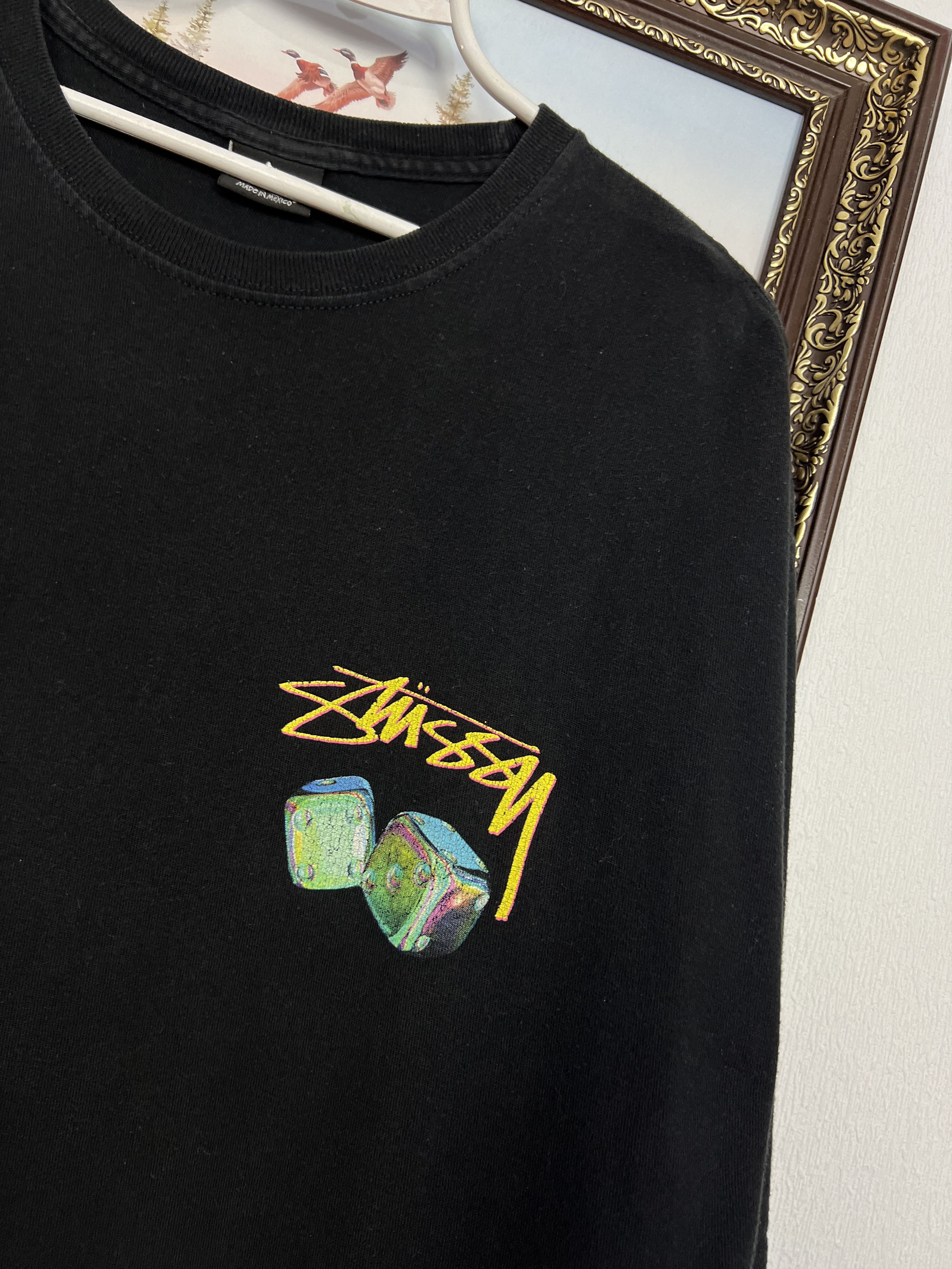 Vintage Vintage Stussy Iridescent Dice Tee Over Print Big Logo Shirt Size US XL / EU 56 / 4 - 5 Thumbnail