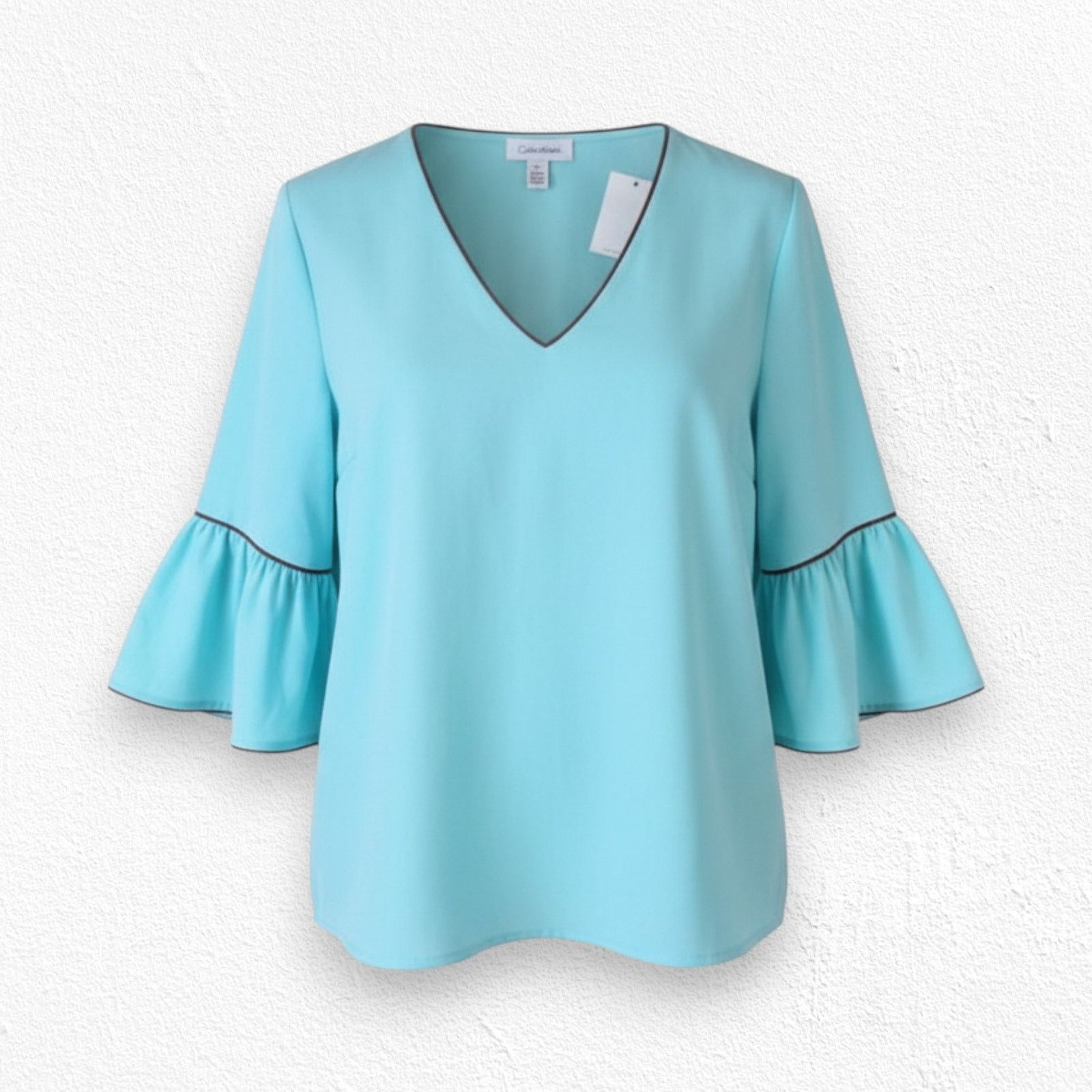 Calvin Klein Calvin Klein Mint Bell Sleeve Blouse Size Large Size L / US 10 / IT 46 - 1 Thumbnail