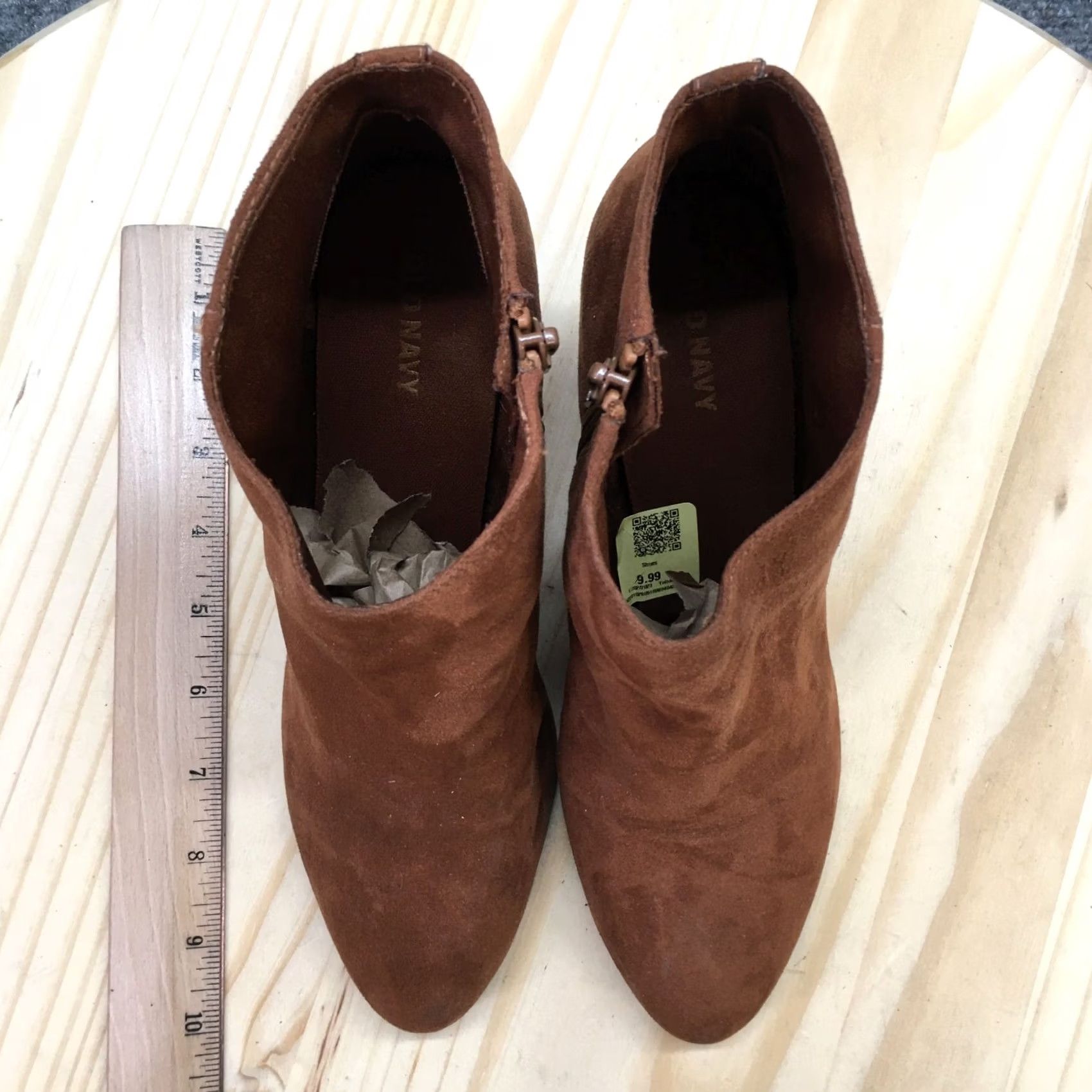 Old Navy Old Navy Boots Womens 8 Ankle Booties Brown Suede Zipper Casual Cap Mid Heel Bootie Womens Size US 8 / IT 38 - 7 Thumbnail