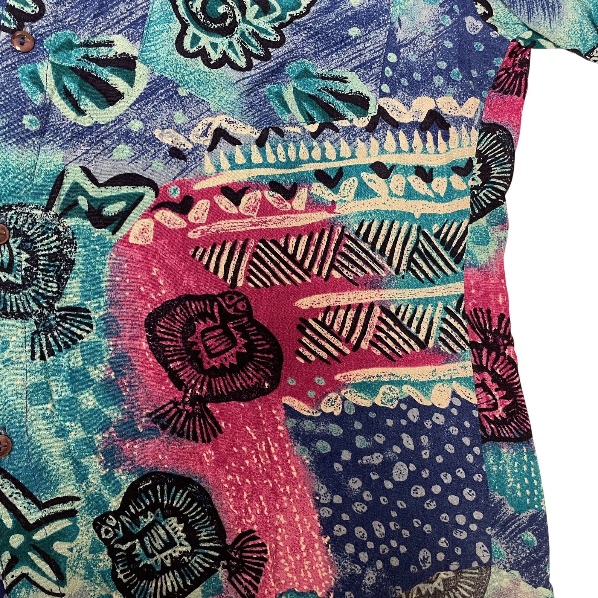 Other Vtg Cafe Blue SEASHELL Ocean Tropical Hawaiian Shirt Size US M / EU 48-50 / 2 - 7 Thumbnail