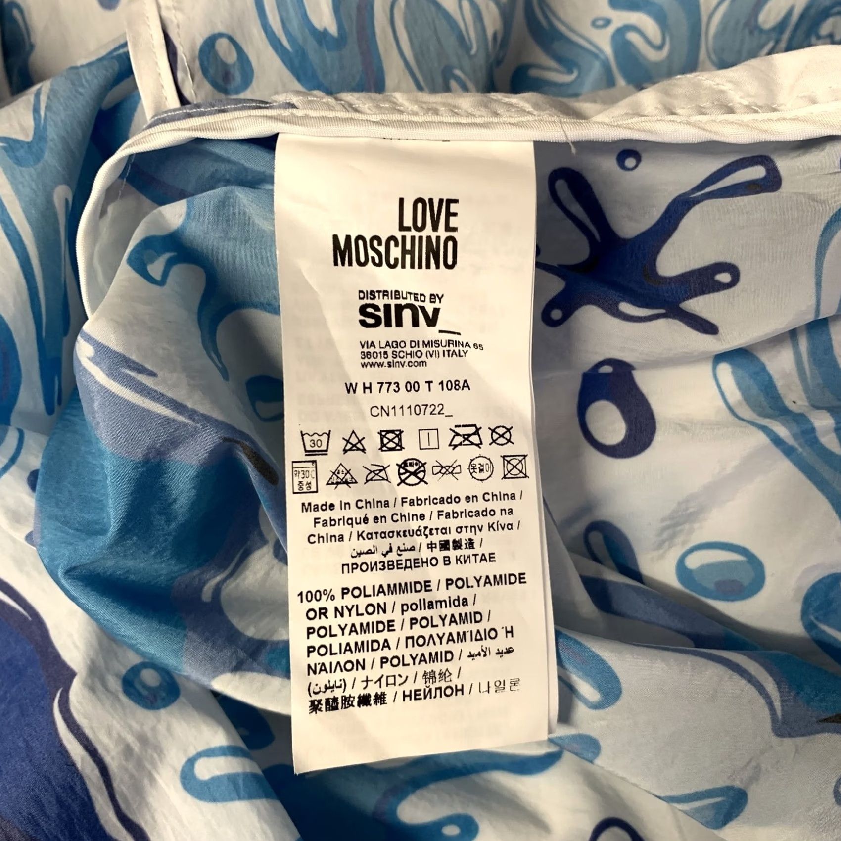 Moschino MOSCHINO Coat Womens 8 White Size Blue Polyamide Splash Raincoat Size M / US 6-8 / IT 42-44 - 6 Thumbnail