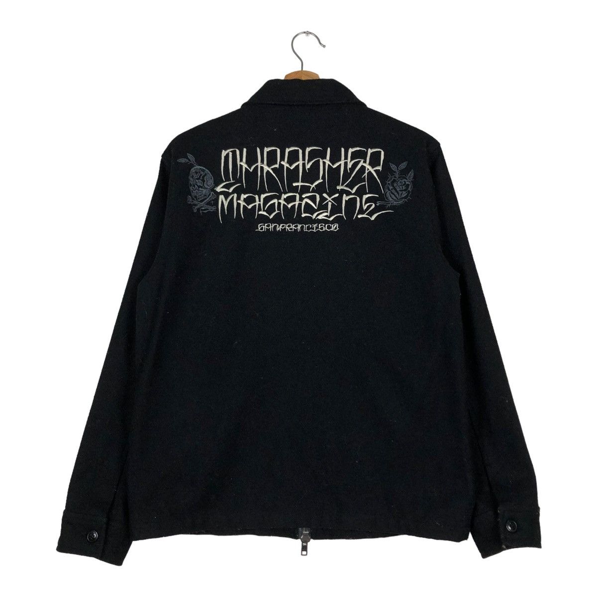 Japanese Brand 🔥VINTAGE BIKER JACKET SKATE THRASHER BIG LOGO PUNK DESIGN Size US M / EU 48-50 / 2 - 1 Thumbnail