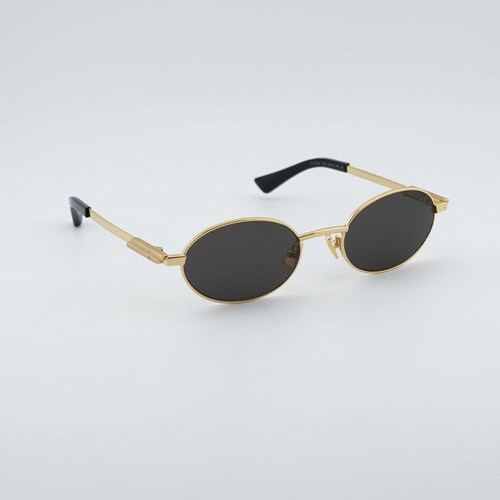 Bottega Veneta Bottega Veneta BV1470S 001 Sunglasses Gold Oval Frame, Grey Size ONE SIZE - 5 Thumbnail