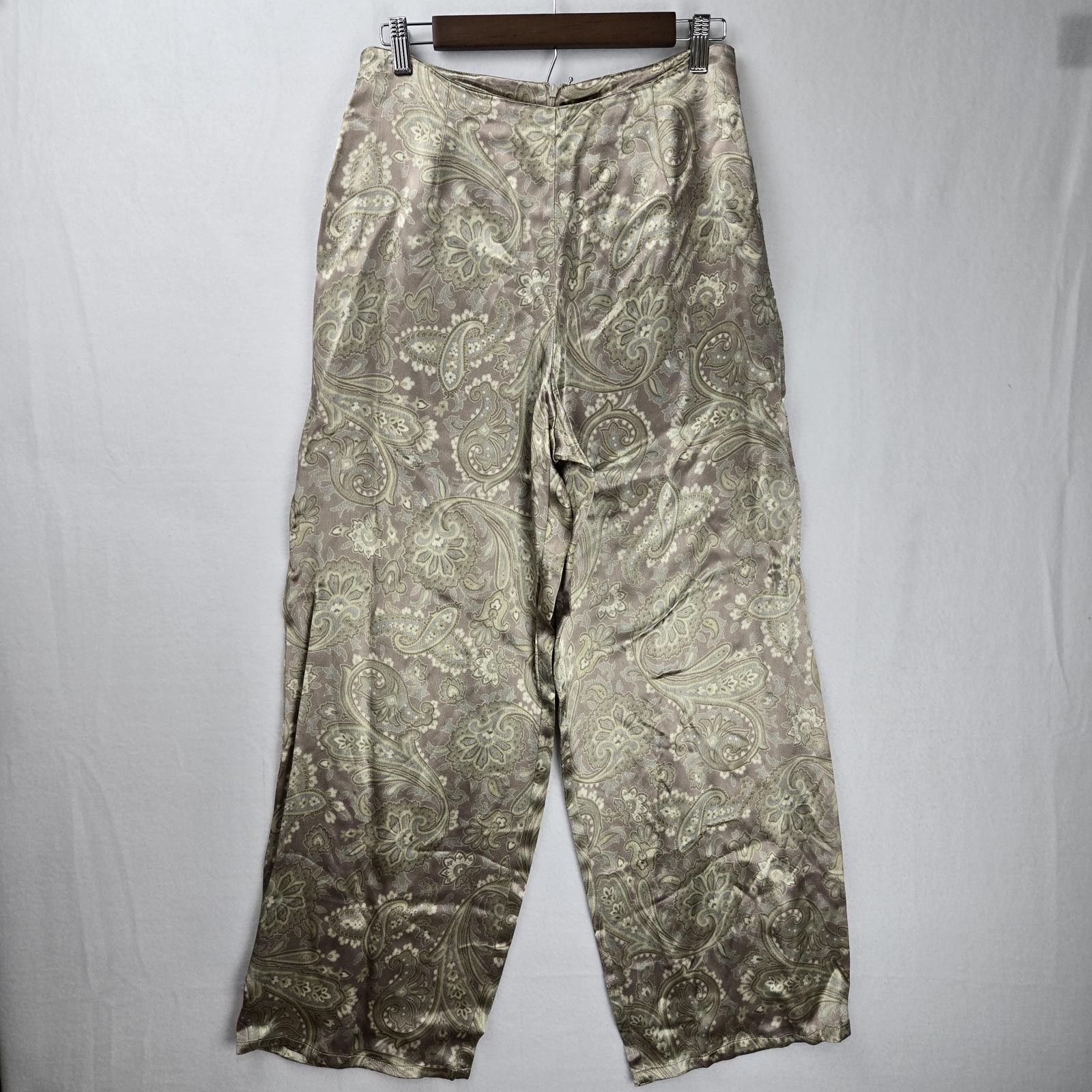 Express Express Elegant Paisley Wide-Leg Pants Satin Size 11/12 Size 34" / US 12 / IT 48 - 1 Thumbnail