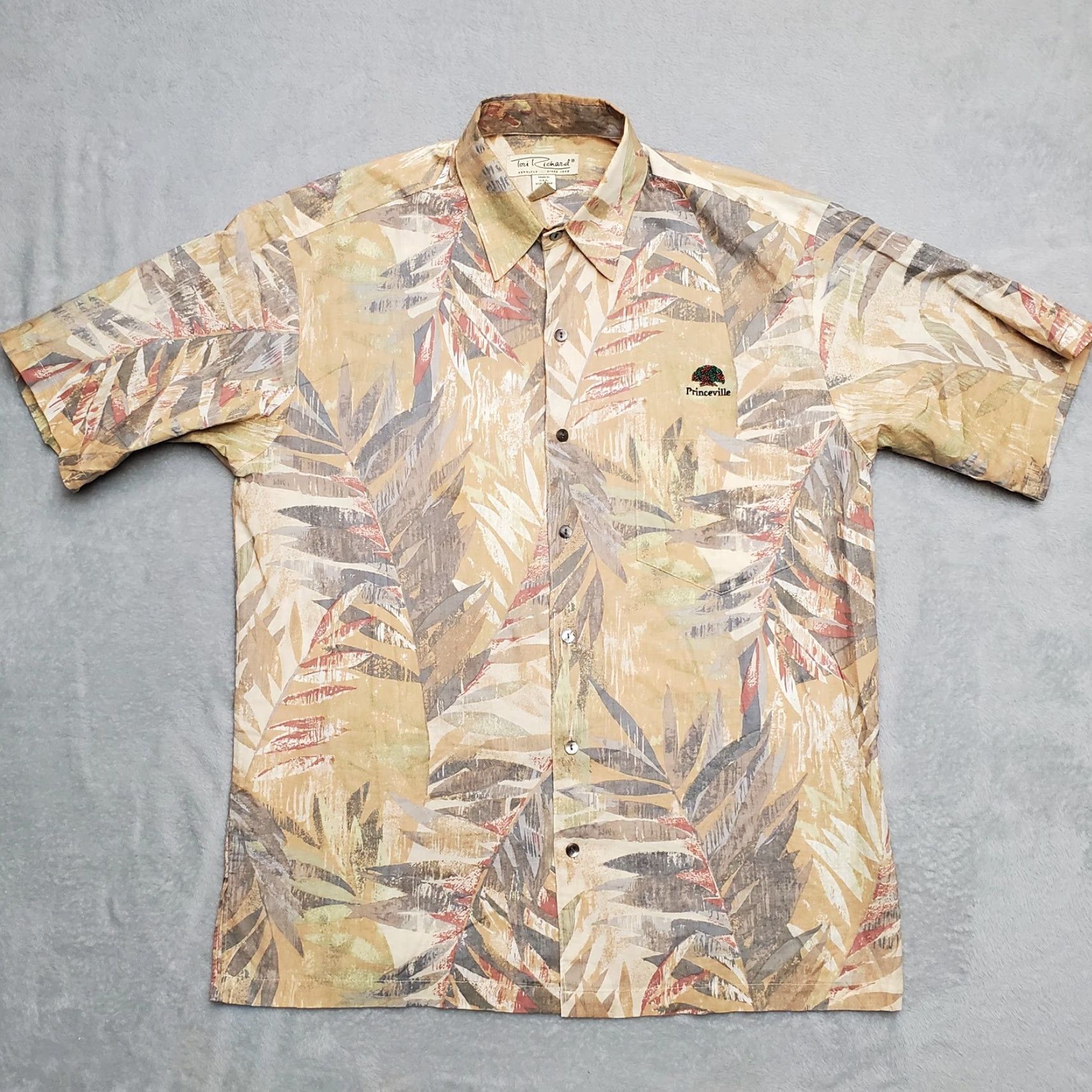 Tori Richard Tori Richard Shirt Mens Small Beige Floral Print Button Up Short Sleeve Casual Size US S / EU 44-46 / 1 - 2 Thumbnail