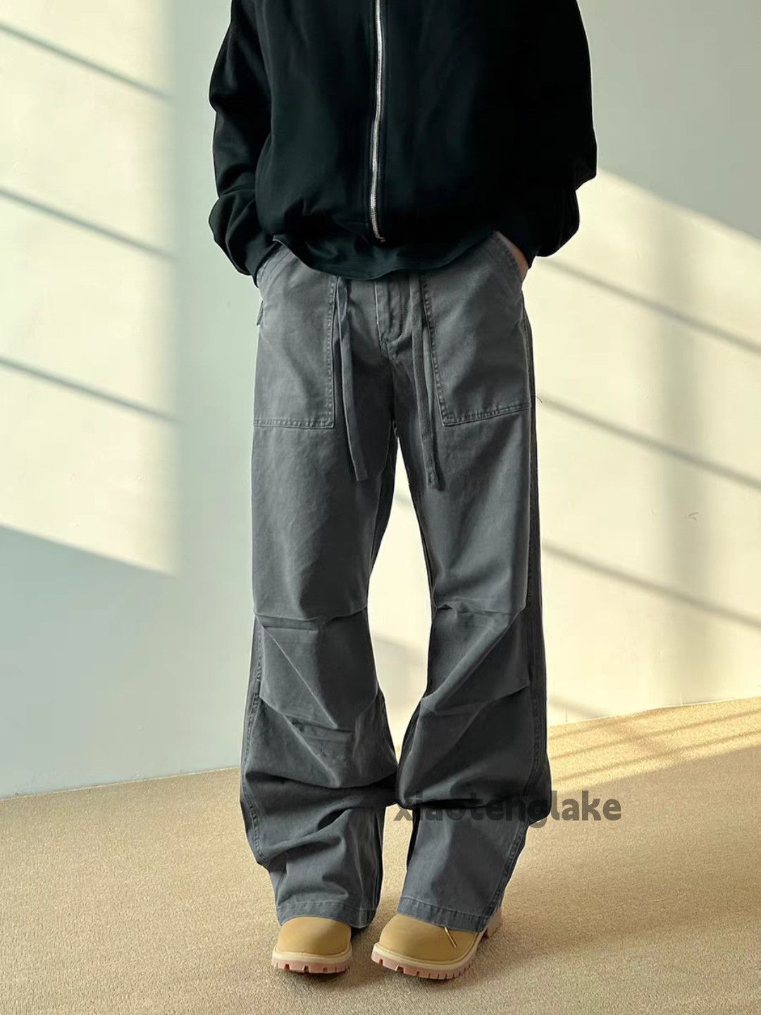 washed faded cleanfit yuppie pleated cargo work pants