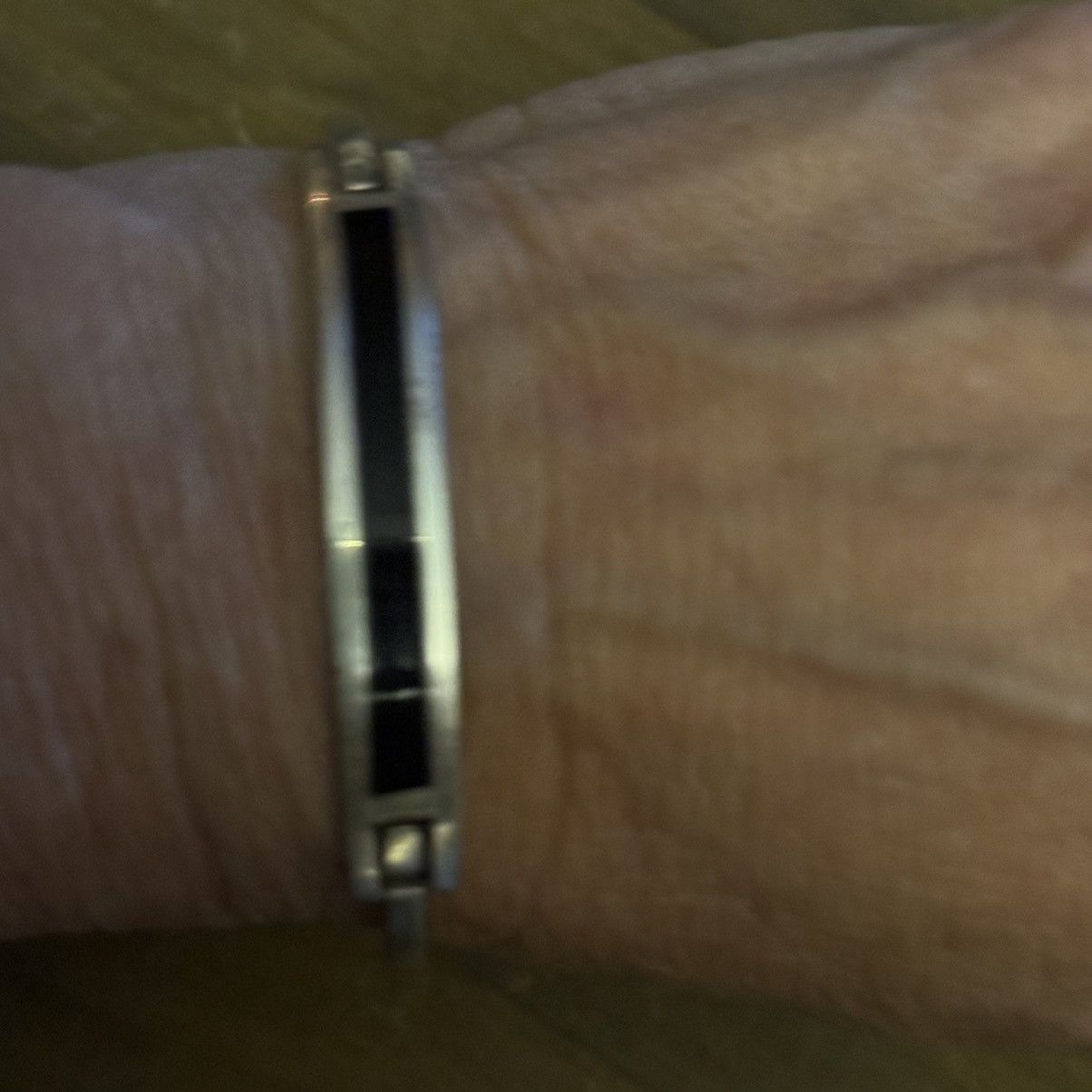 Vintage Vintage Alpaca Mexico silver black enamel hinged bracelet Size ONE SIZE - 3 Thumbnail