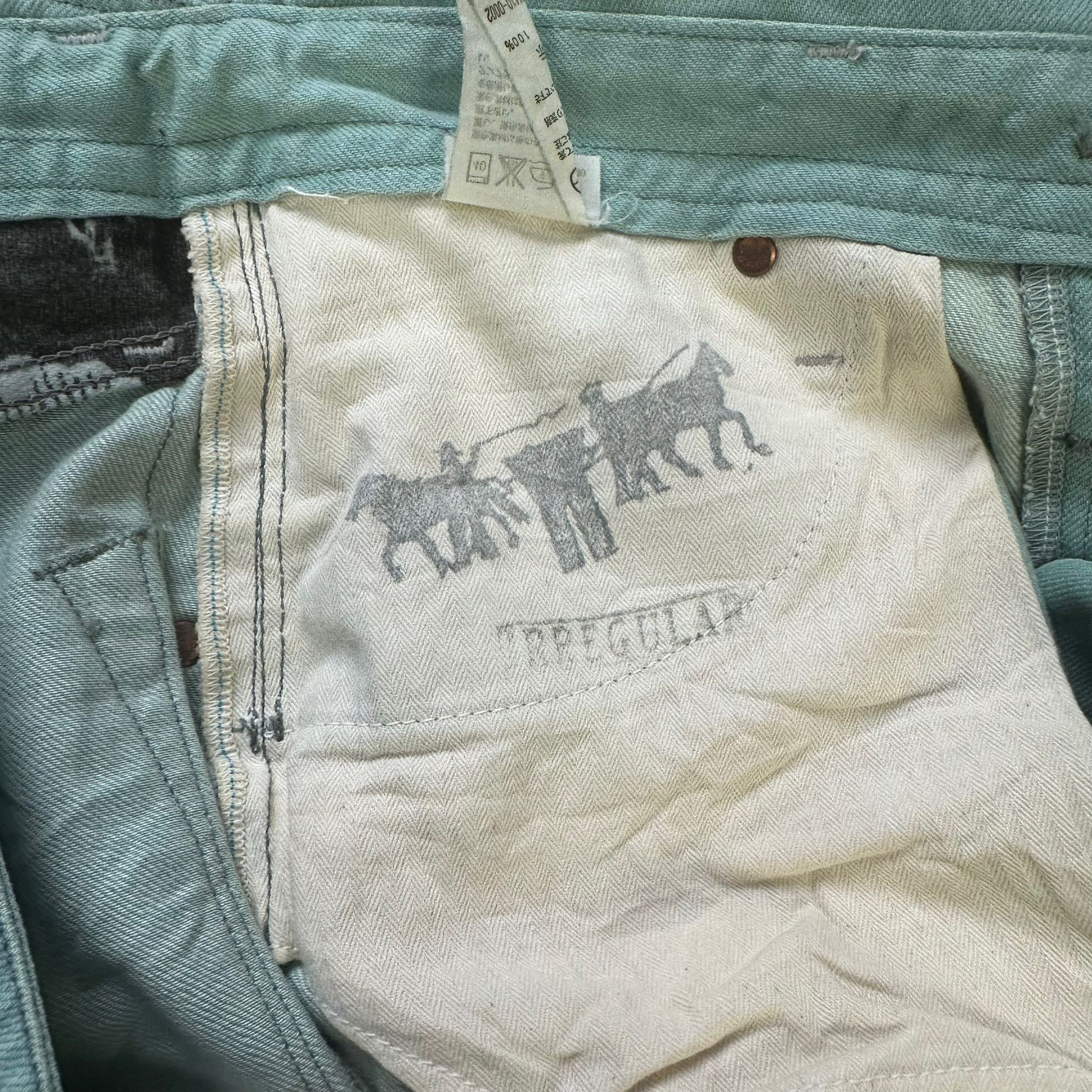 Levi's LEVIS LADY STYLE OVERALL MINI SKIRT IN GREEN DENIM #8659-019 Size 31" - 8 Thumbnail