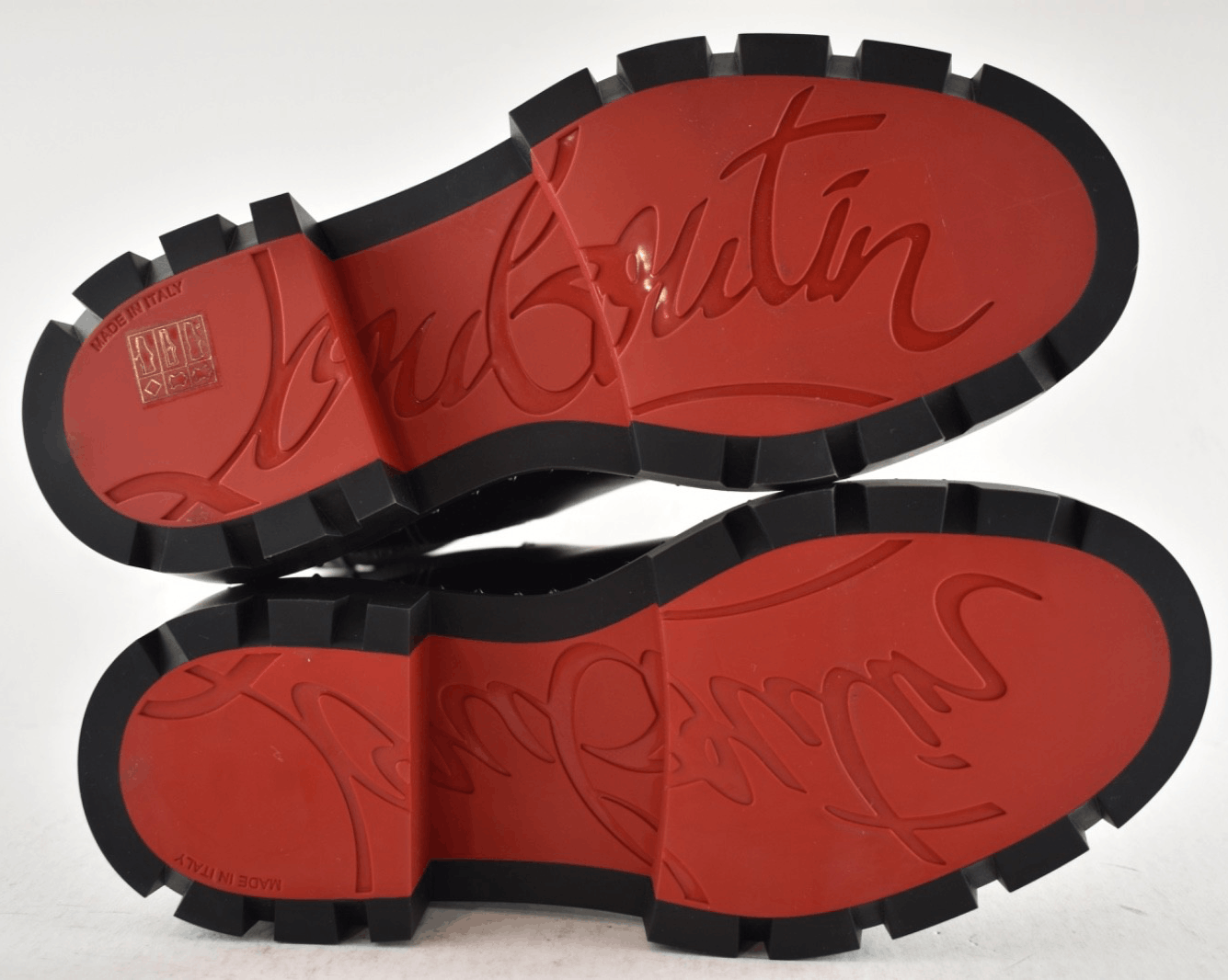 Christian Louboutin St Emilia Pyraclou Flat Black Calf Chelsea Lug Ankle Boot 37 Size US 7 / IT 37 - 21 Thumbnail