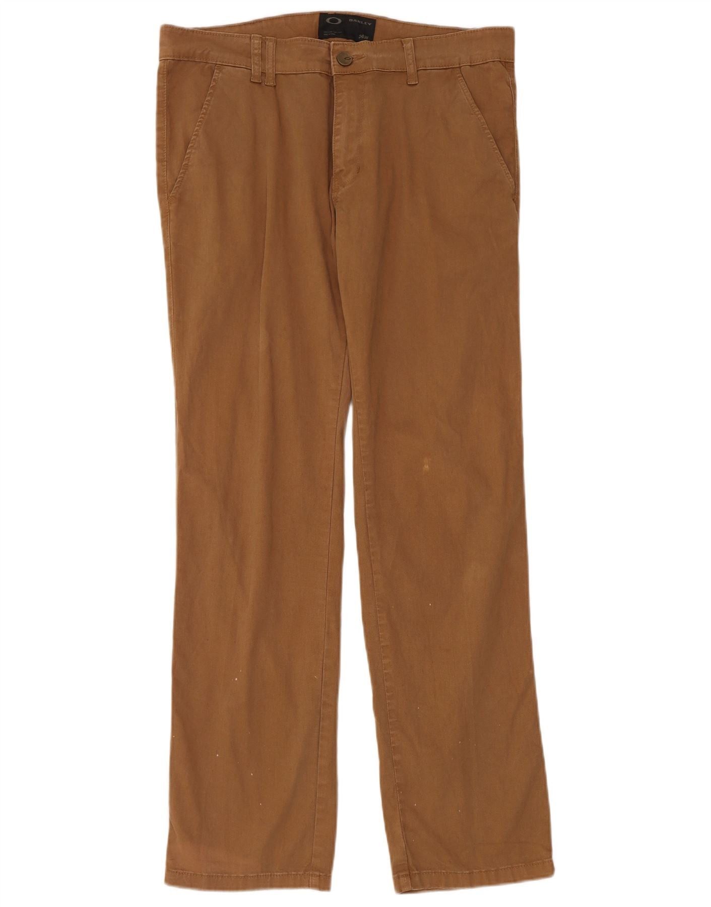 Oakley Mens Straight Chino Trousers W34 L33 Brown Size US 34 / EU 50 - 1 Thumbnail