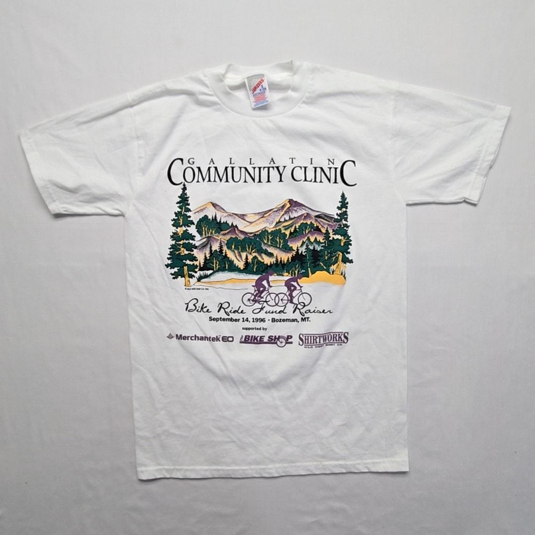 Jerzees Vintage Gallatin Community Clinic Small Bike Ride White Tee Size US S / EU 44-46 / 1 - 1 Thumbnail
