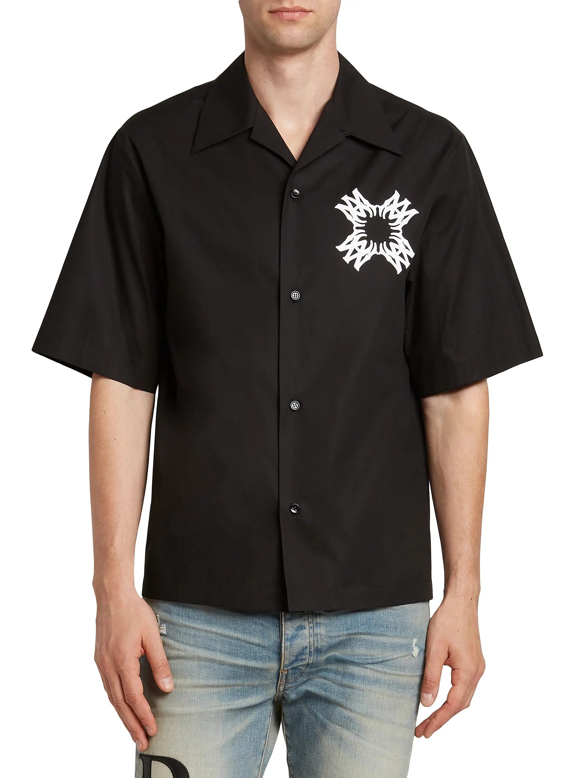 Amiri os11x1225 Graphic Logo Bowling Shirt in Black Size US XL / EU 56 / 4 - 3 Thumbnail