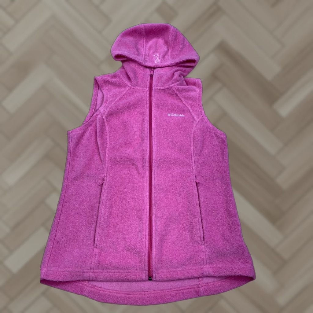 Pinko Columbia Jacket Vest Womens M Pink Fleece Hooded Casual Outdoor Zip #8512 Size M / US 6-8 / IT 42-44 - 1 Thumbnail