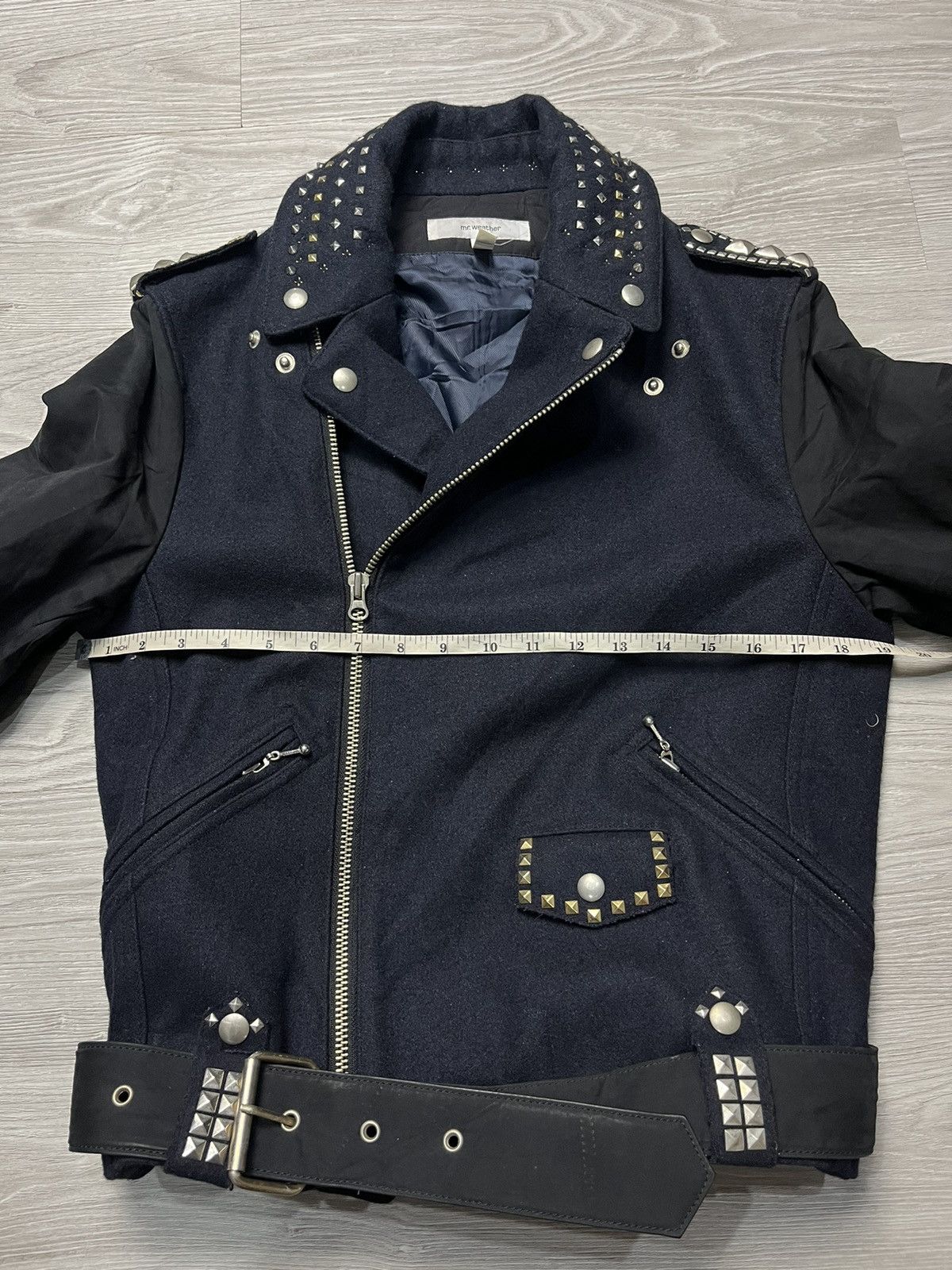 If Six Was Nine × Japanese Brand × Le Grande Bleu (L.G.B.) Mr Weather Studded Ramones Style Woll Jacket Size US M / EU 48-50 / 2 - 8 Thumbnail