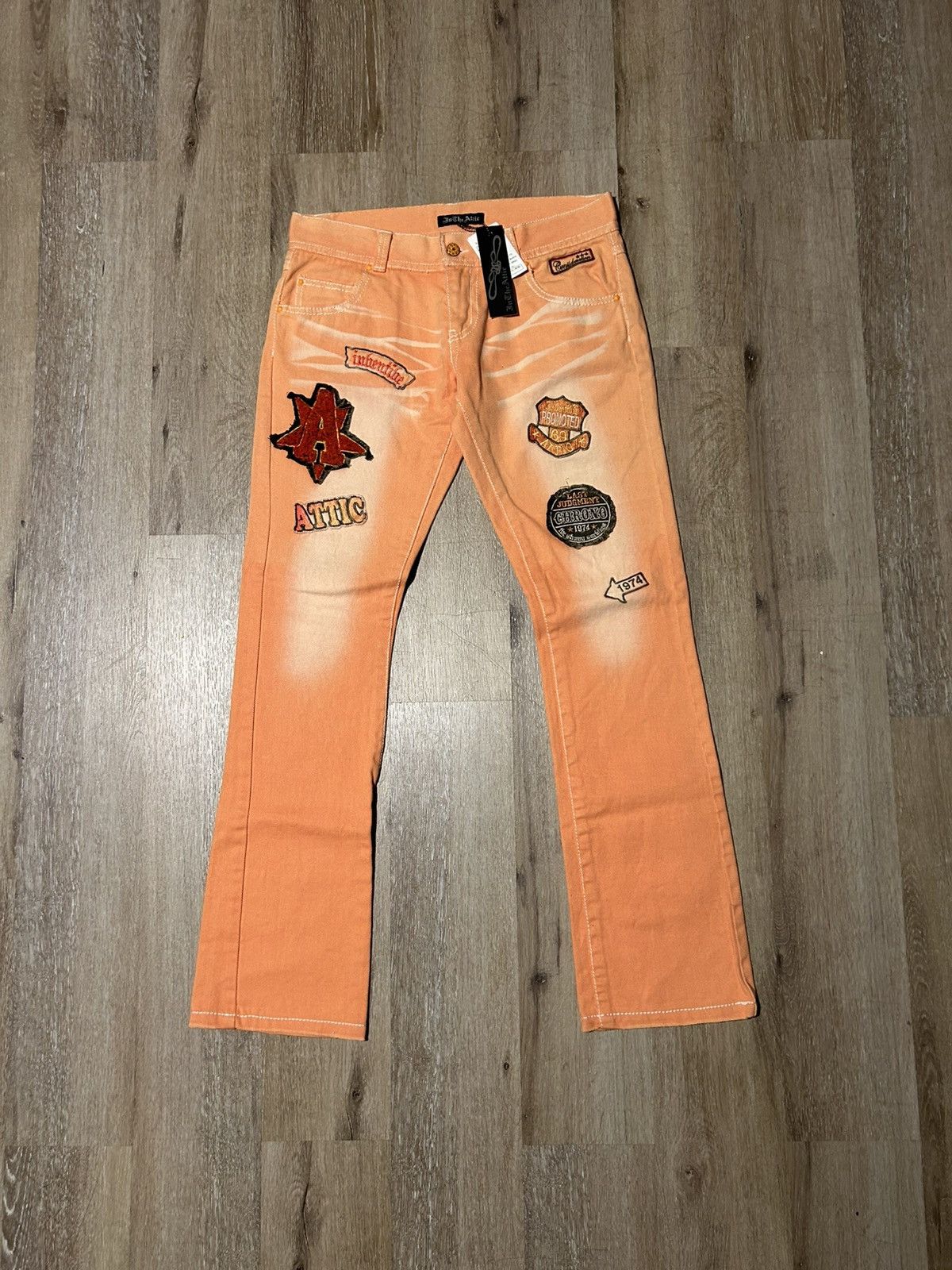 In The Attic Faded Patchwork Embroidered Flare Jeans