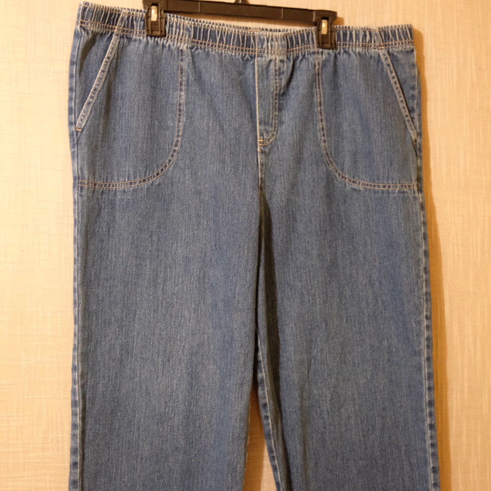 Vintage White Stag Jeans Blue Denim Pull On Elastic Waist 100% Cotton Womens 16 Jeans Casual Relaxed Denim Blue 100% Cotton Womens 16 H98-3 Size 38" / US 16 / IT 52 - 2 Thumbnail