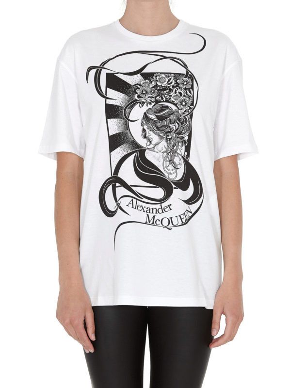 Alexander McQueen o1y0325 T-Shirt in Black & White Size XS / US 0-2 / IT 36-38 - 3 Thumbnail