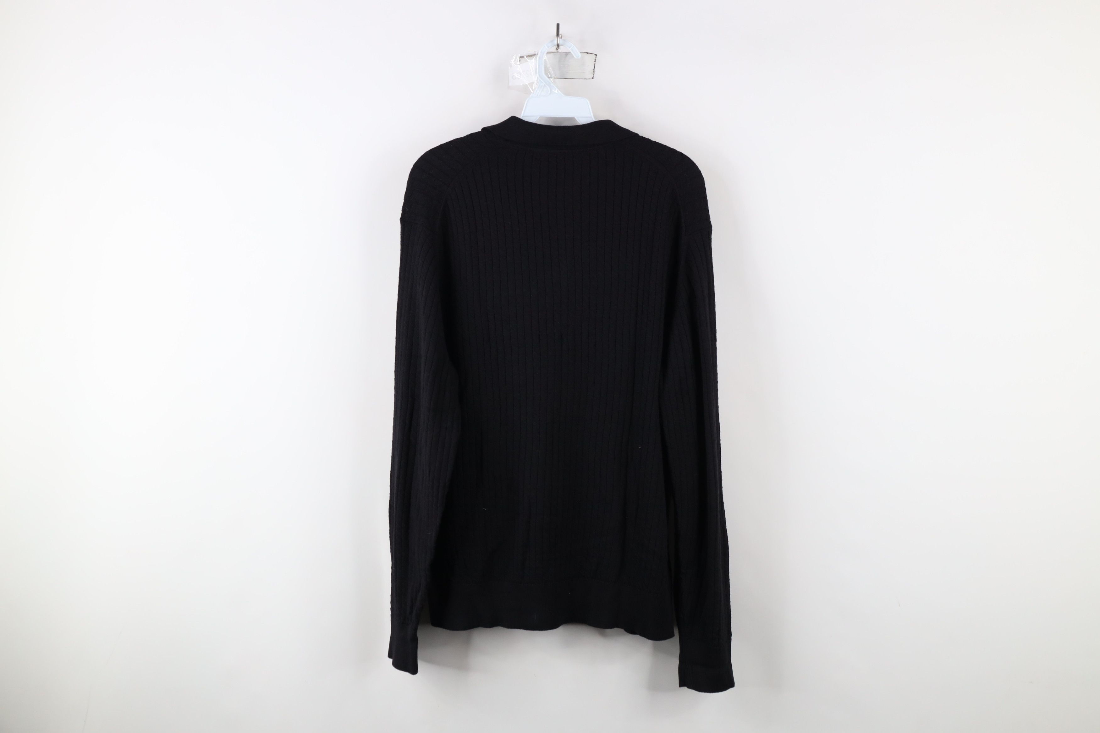 Vintage Vintage 90s Streetwear Ribbed Knit Collared Sweater Black Size US M / EU 48-50 / 2 - 6 Thumbnail