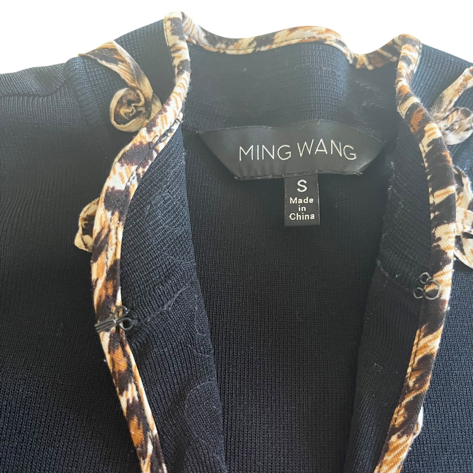 Other Ming Wang Black Leopard Print Cardigan Sweater Jacket Size S / US 4 / IT 40 - 2 Thumbnail