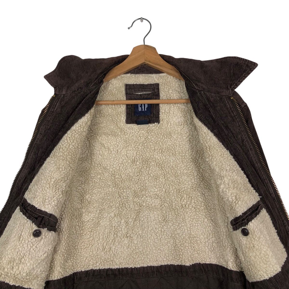 📌Vintage Corduroy Bomber Biker Jacket Gap Shearling