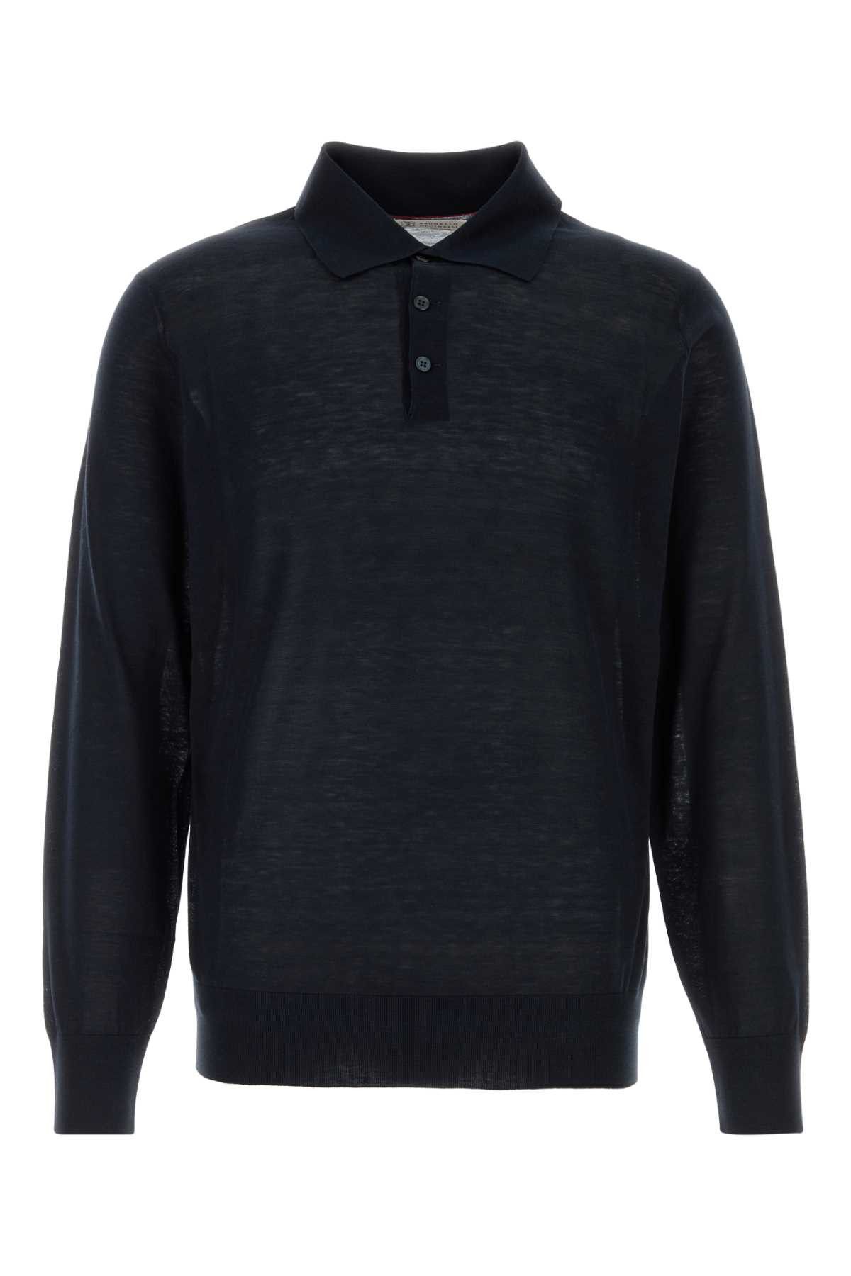 Brunello Cucinelli Midnight Blue Silk Blend Polo Shirt Size US L / EU 52-54 / 3 - 1 Thumbnail