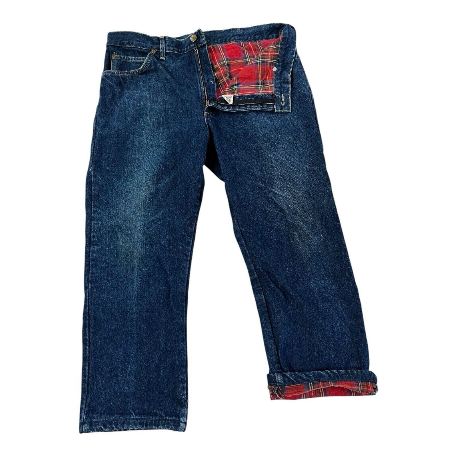 L.L. Bean Vintage LL Bean Blue Denim Jeans Red Flannel Plaid Lined Siz Size US 36 / EU 52 - 1 Thumbnail