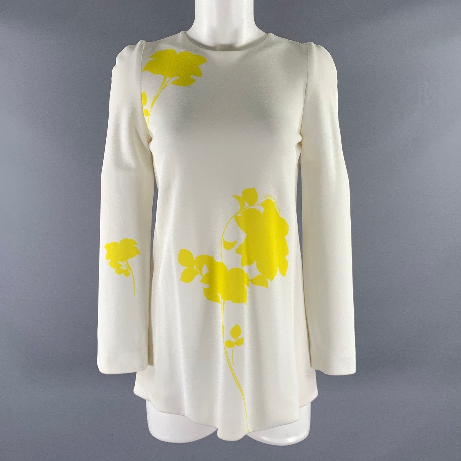 Louis Vuitton LOUIS VUITTON White Yellow Viscose Polyester Dress Top Size XS / US 0-2 / IT 36-38 - 1 Thumbnail