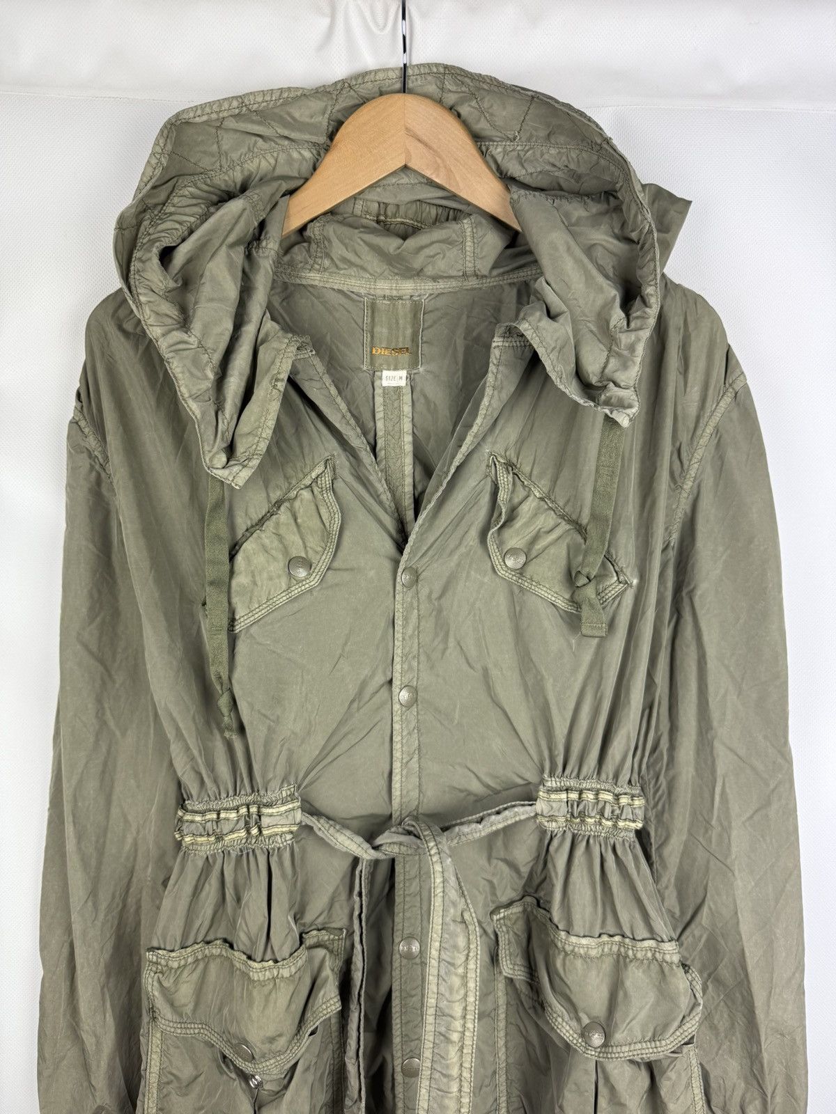 Diesel × Vintage Diesel Vintage Y2K Ladies Nylon Fishtail Hooded Parka Jacket Size M / US 6-8 / IT 42-44 - 2 Thumbnail