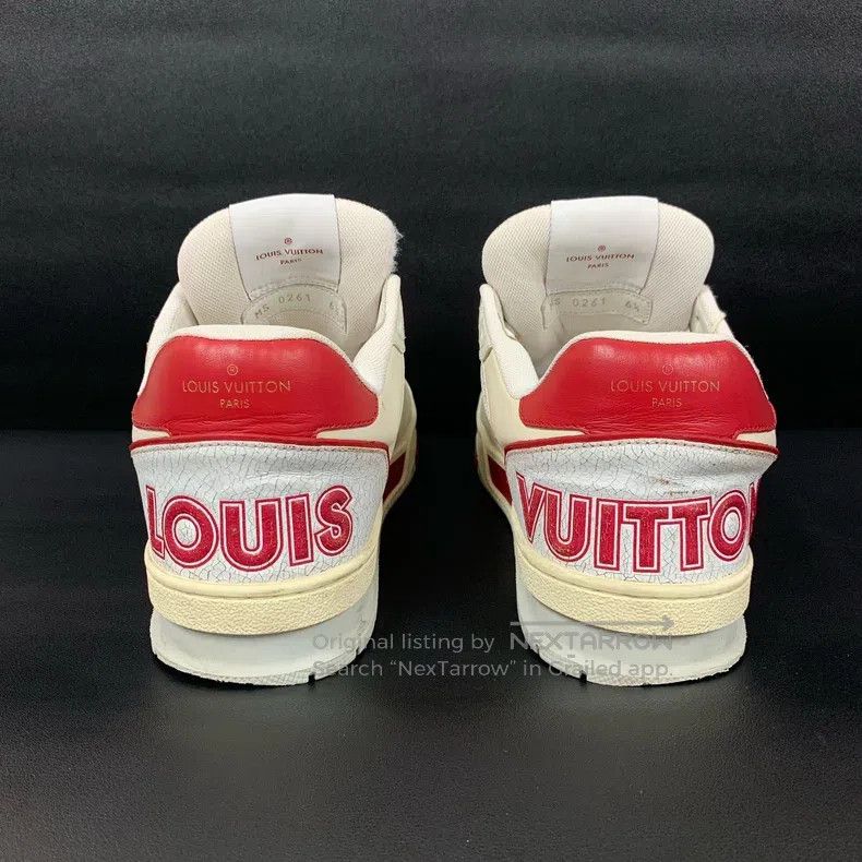 Louis Vuitton Louis Vuitton Trainer White and Red Velcro Low Top Board S Size US 6.5 / EU 39-40 - 3 Thumbnail