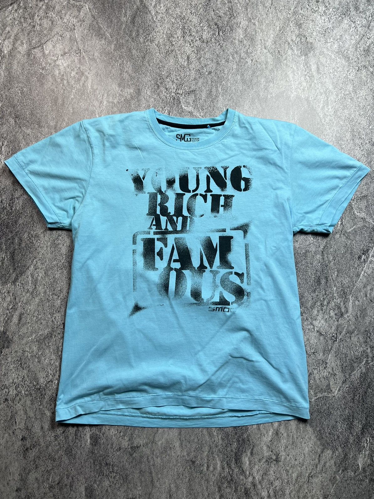 Pre-owned Humör Yung Rich And Famous Archival Swag Humor Japan Style Tee In Blue