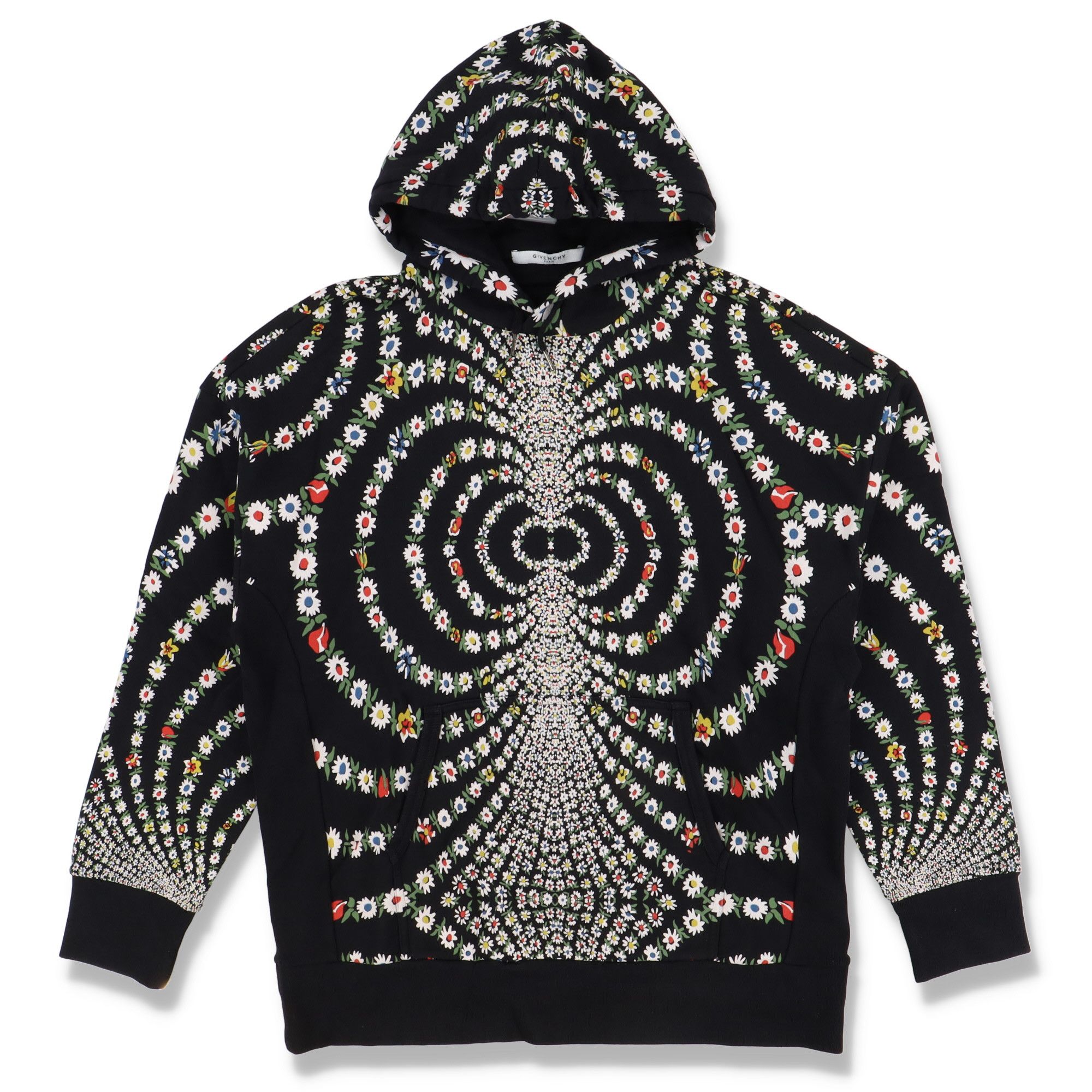 image of Givenchy Black Mirrored Daisy Print Hoodie, Men's (Size 2XL)