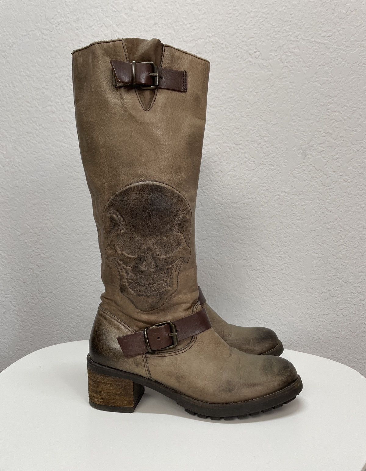 If Six Was Nine AS 98 Vibe Artisan Skull Leather Side Zip Ankle Biker Boots Size US 8 / EU 41 - 3 Thumbnail