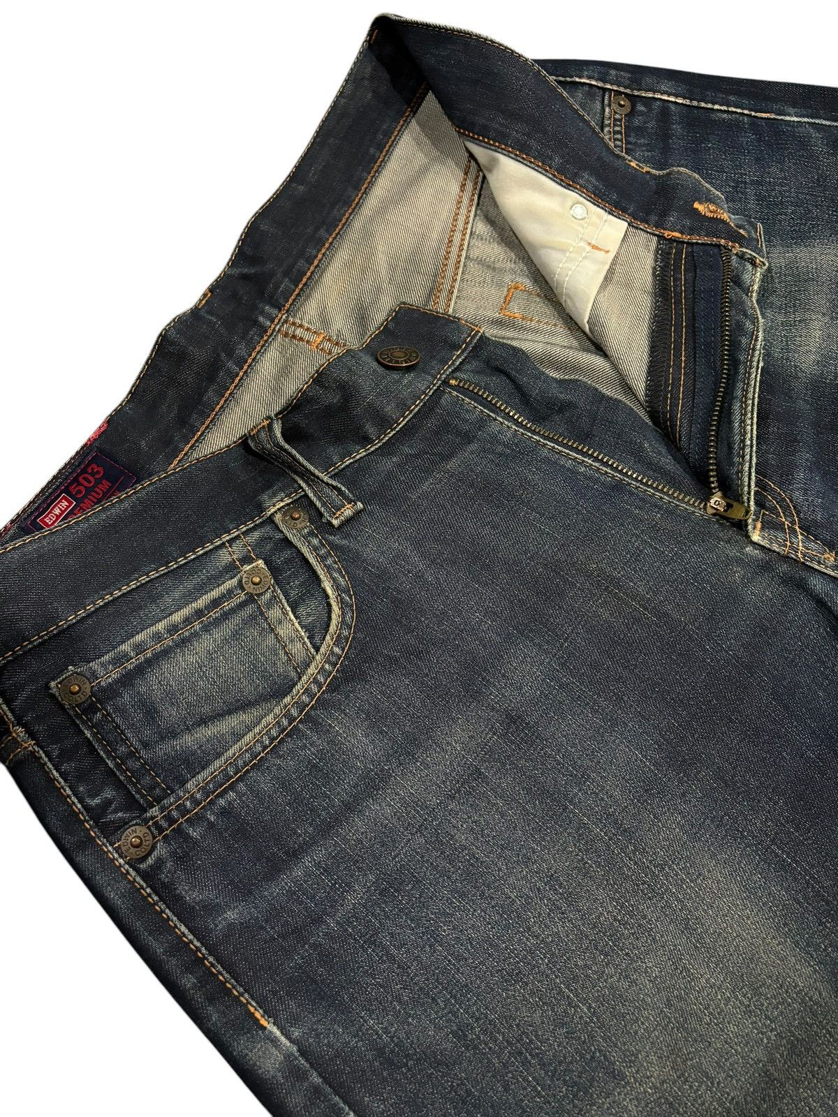 Edwin × Japanese Brand Vintage Y2k Edwin 503Z Faded Straight Cut Jeans Size US 36 / EU 52 - 4 Thumbnail