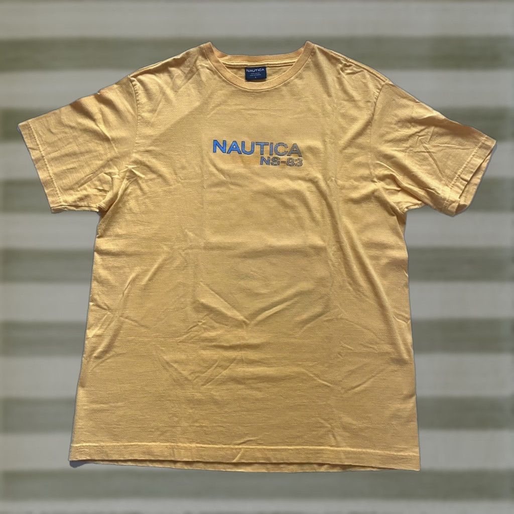 Nautica VINTAGE Nautica NS-83 T-shirt Men's Yellow 100% Cotton Double-Sided 1990s Canada Size L Size US L / EU 52-54 / 3 - 1 Thumbnail
