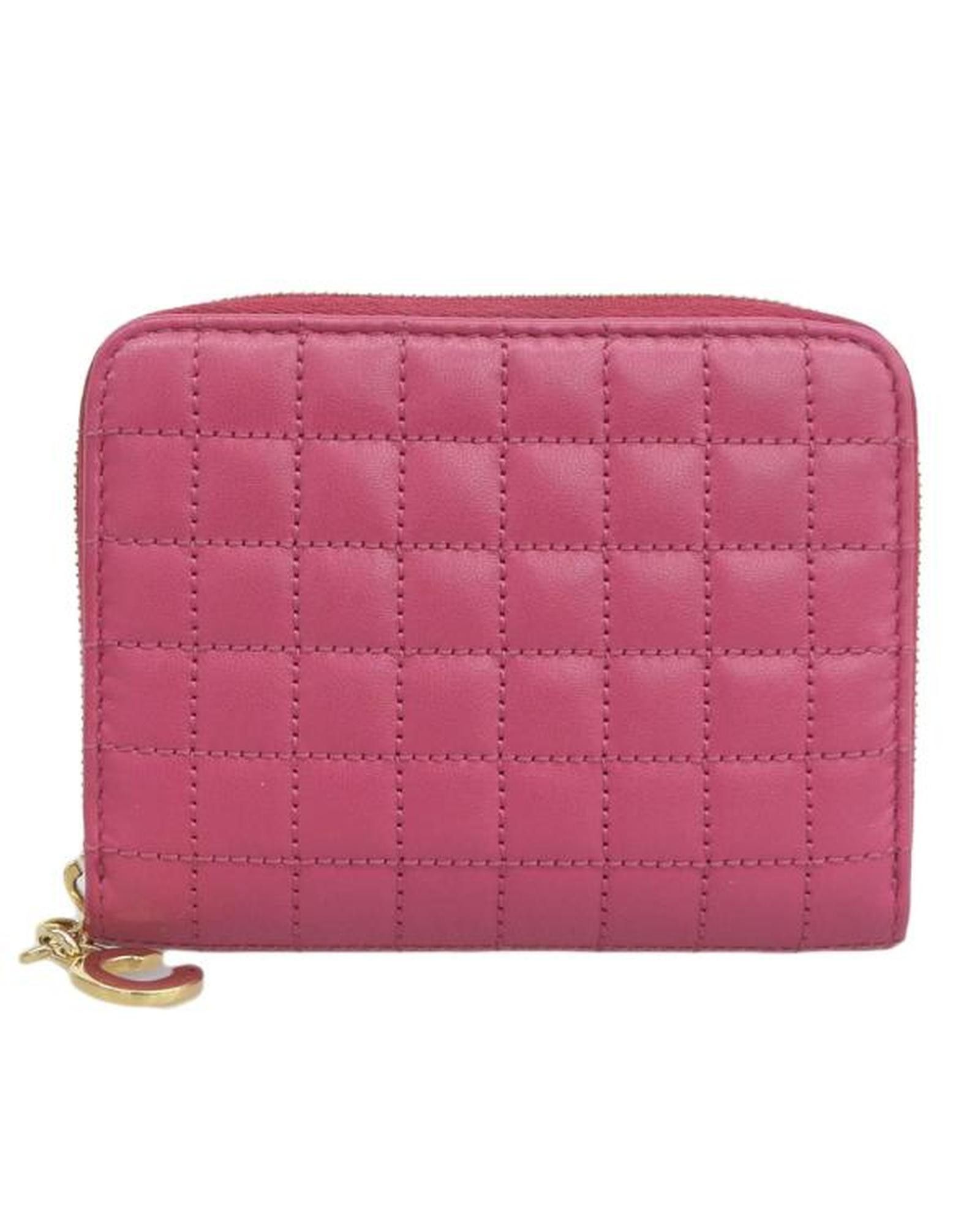 image of Celine Quilted Zip Coin Purse Wallet - Ab Condition in Pink, Women's