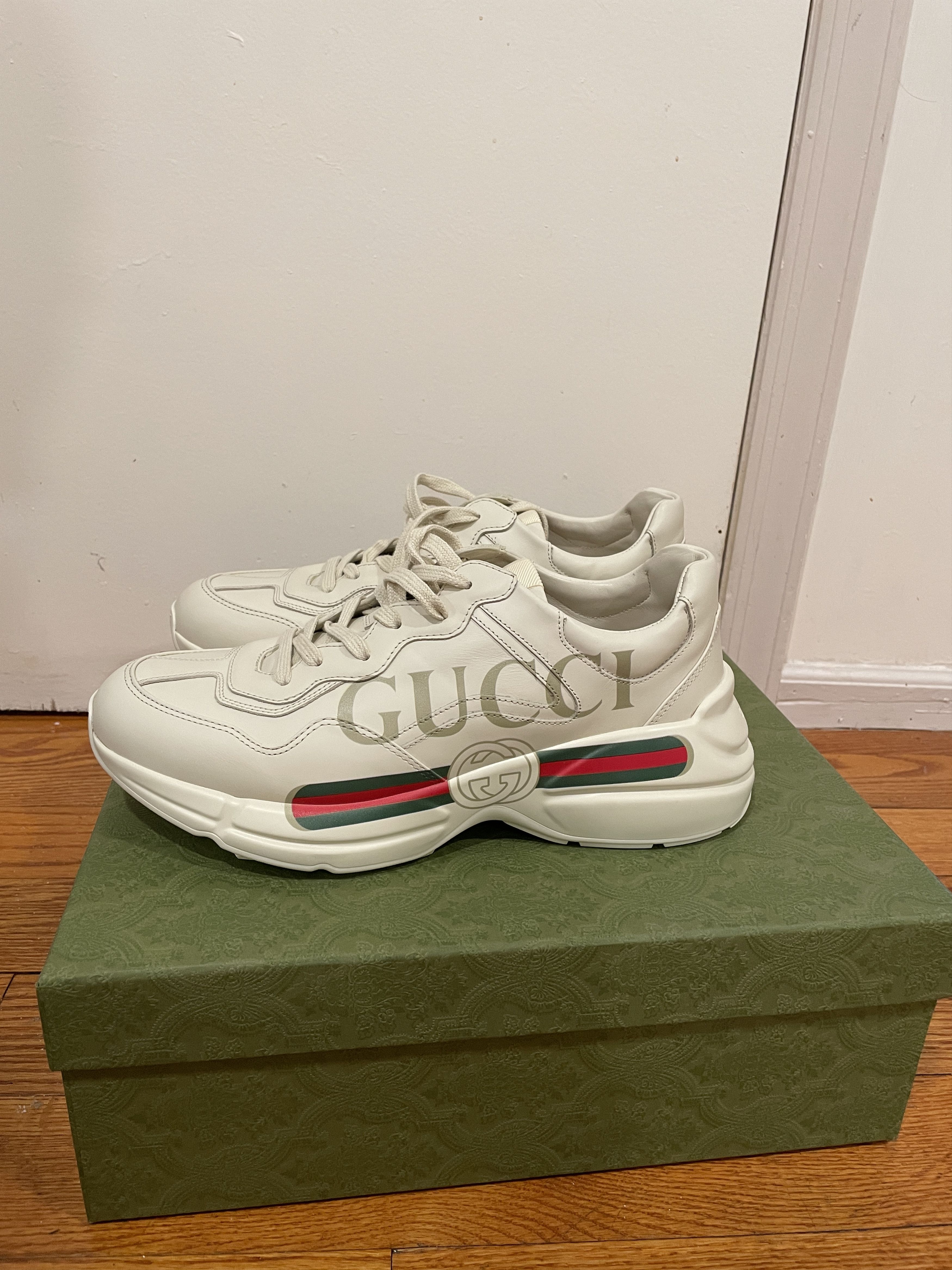 Gucci Men's Rhyton Gucci Logo Leather Sneaker Size US 9.5 / EU 42-43 - 3 Thumbnail