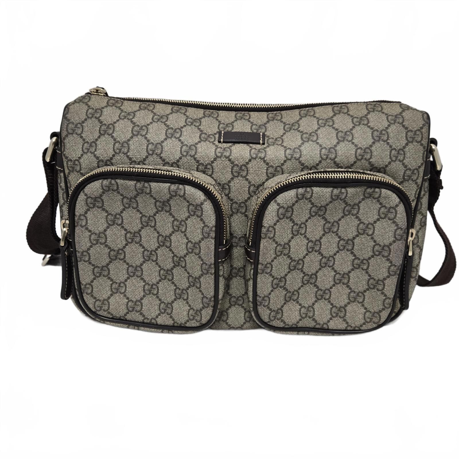 Gucci Messenger Bag GG Supreme Canvas Leather Trim Italy