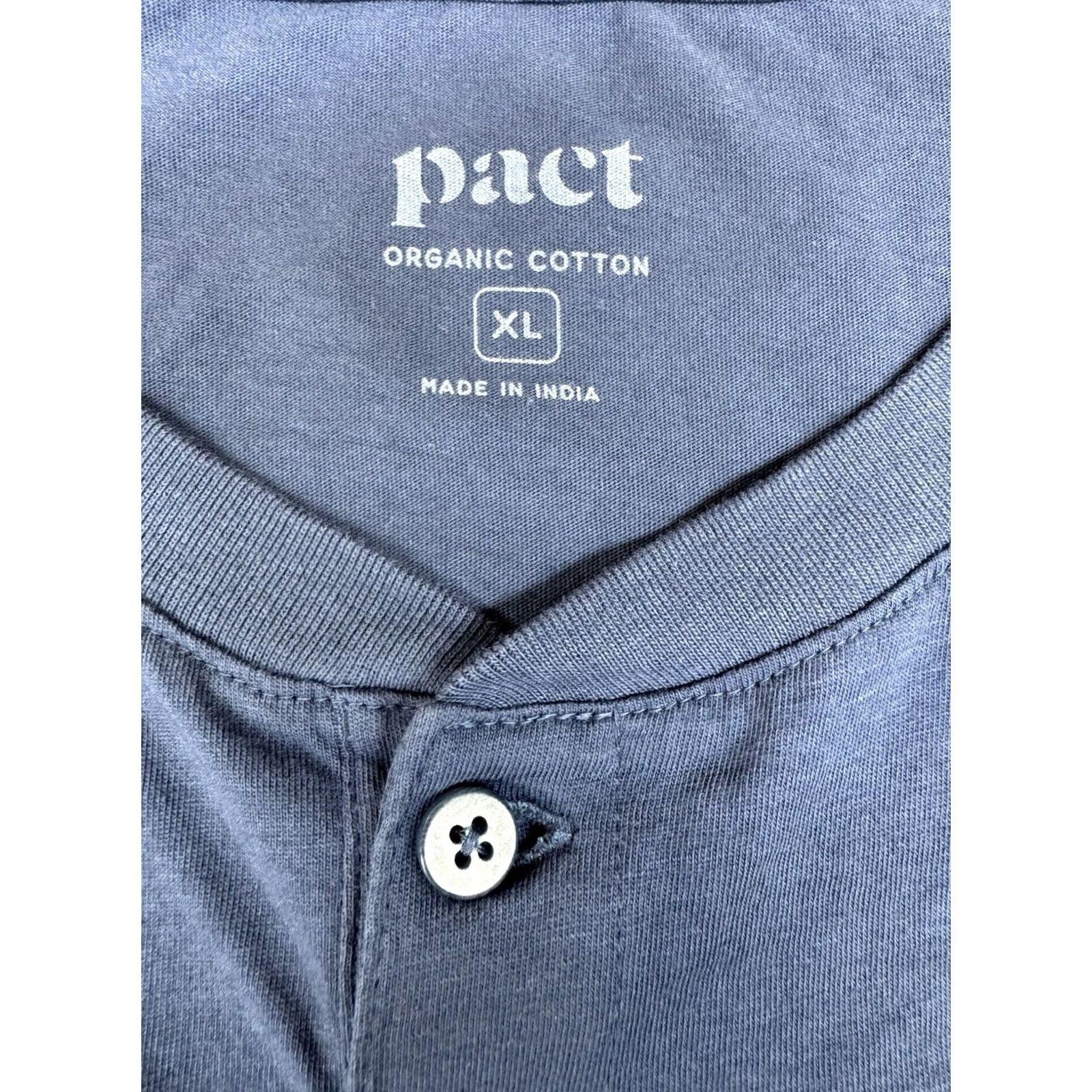 Vintage Pact Organic Henley Shirt Mens Large Long Sleeve Dark Grey Crew Neck Cotton Shirt Regular Fit All Seasons Button Accent Outdoor Nature Size US XL / EU 56 / 4 - 2 Thumbnail