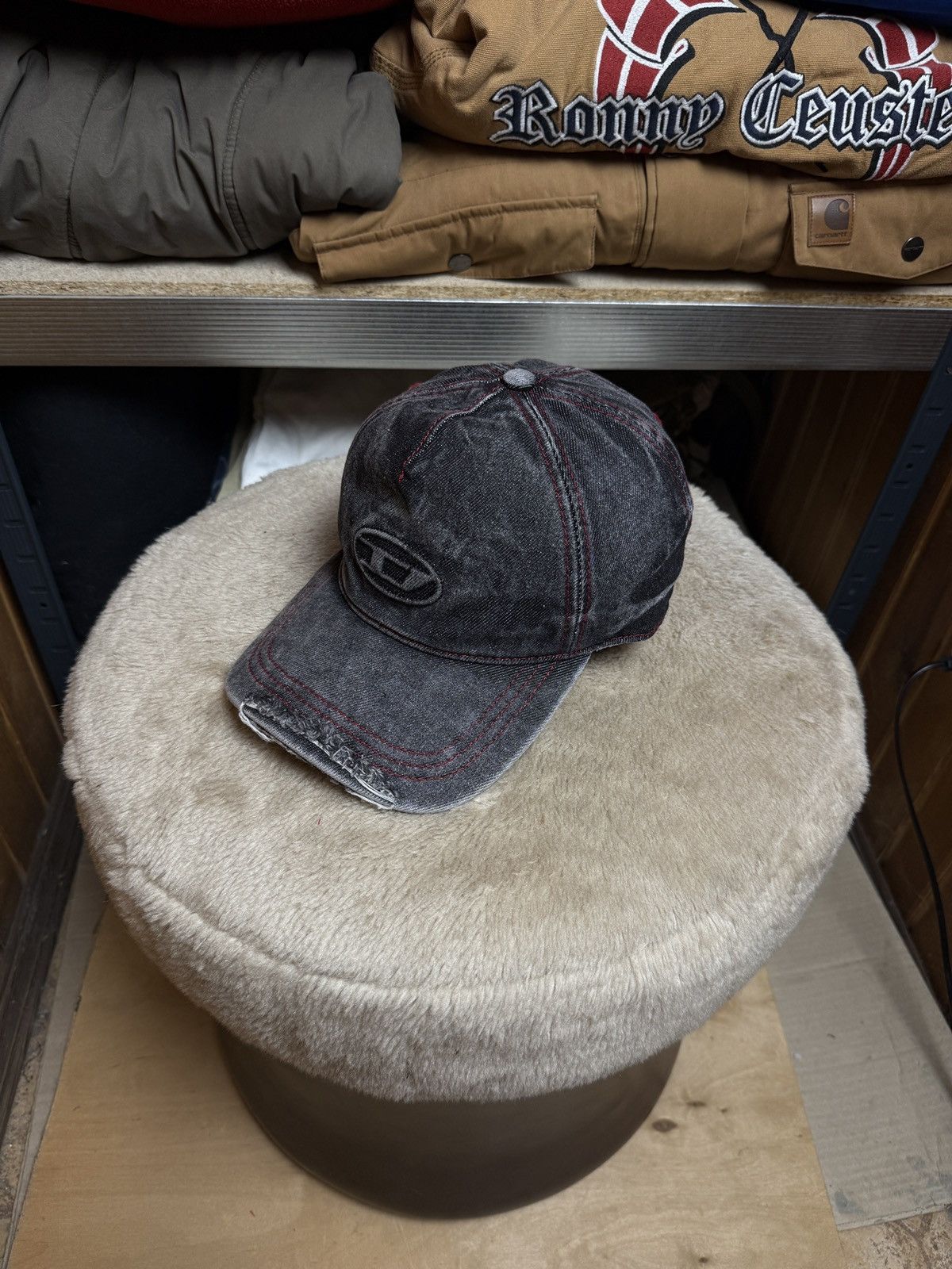Diesel Crazy Diesel D Logo Distressed Washed Denim Cap Y2K Size ONE SIZE - 2 Thumbnail