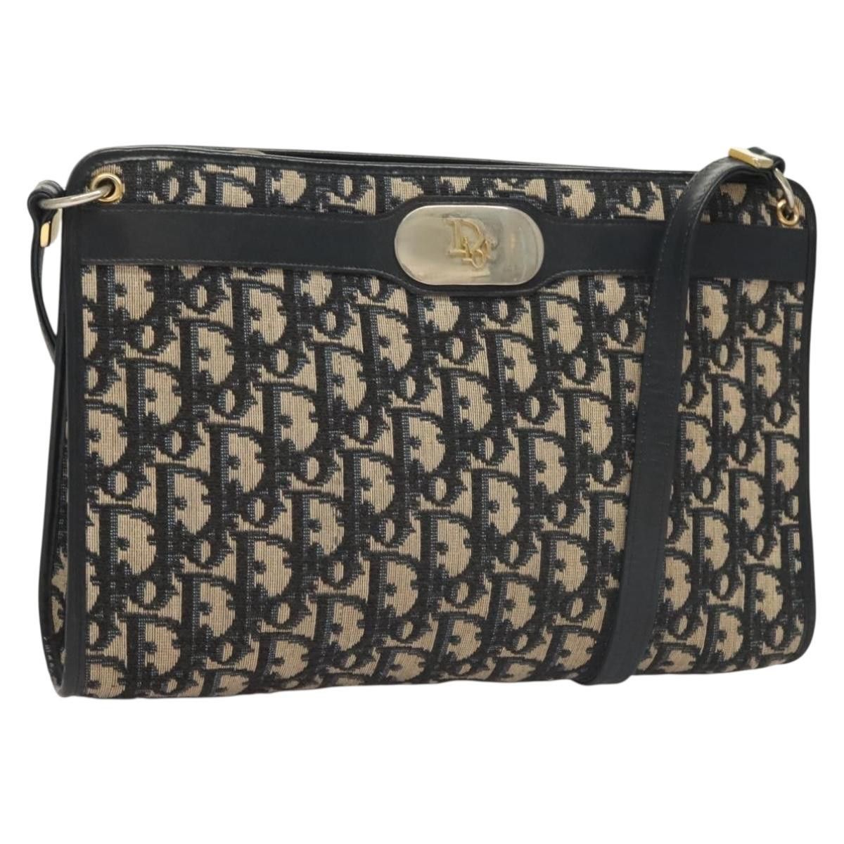 Dior DIOR Trotter Canvas Shoulder Bag Navy Gold Size ONE SIZE - 1 Thumbnail