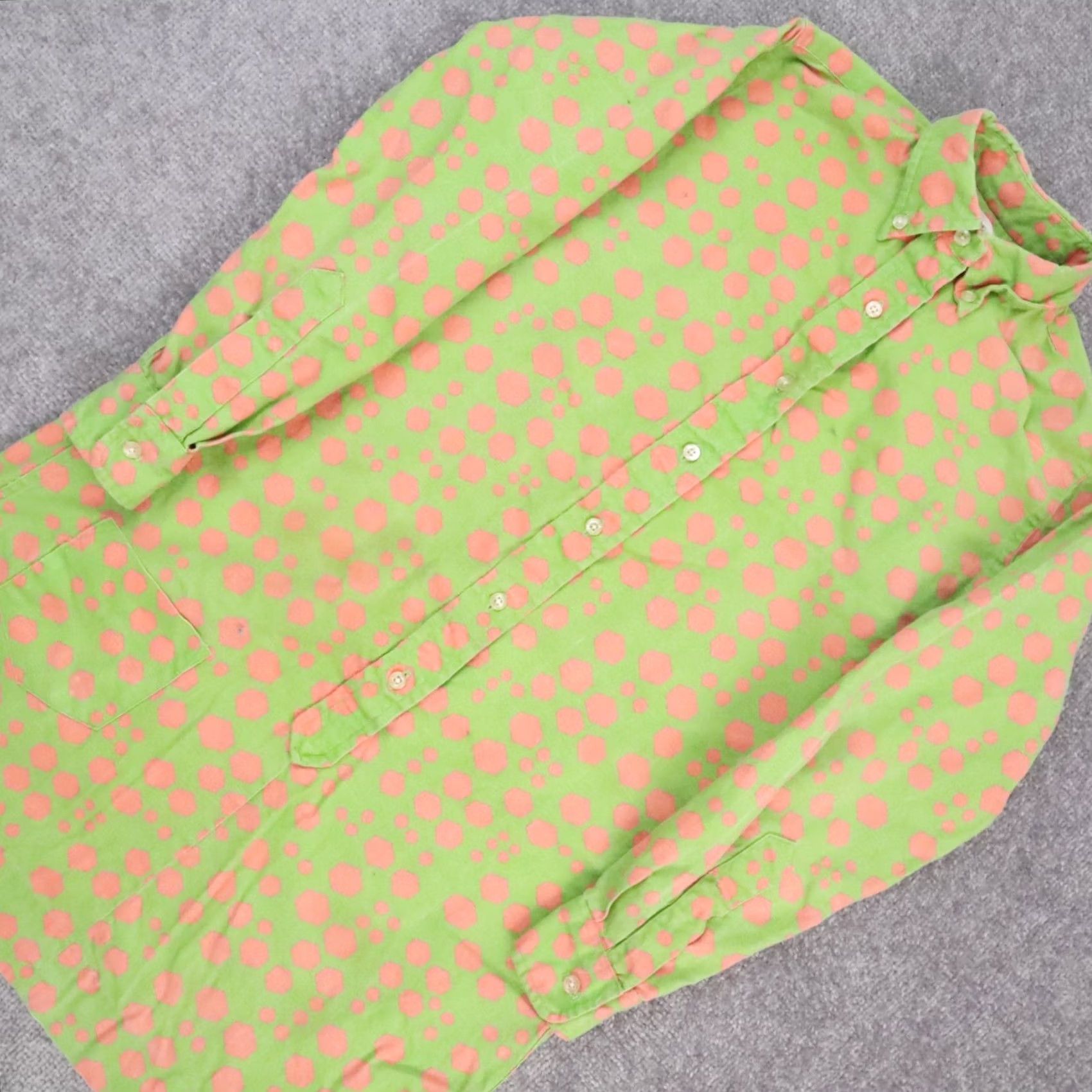 Vintage VTG Morgan of London Dress Women's Small Green Pink Long Sleeve Collared Button Size S / US 4 / IT 40 - 6 Thumbnail