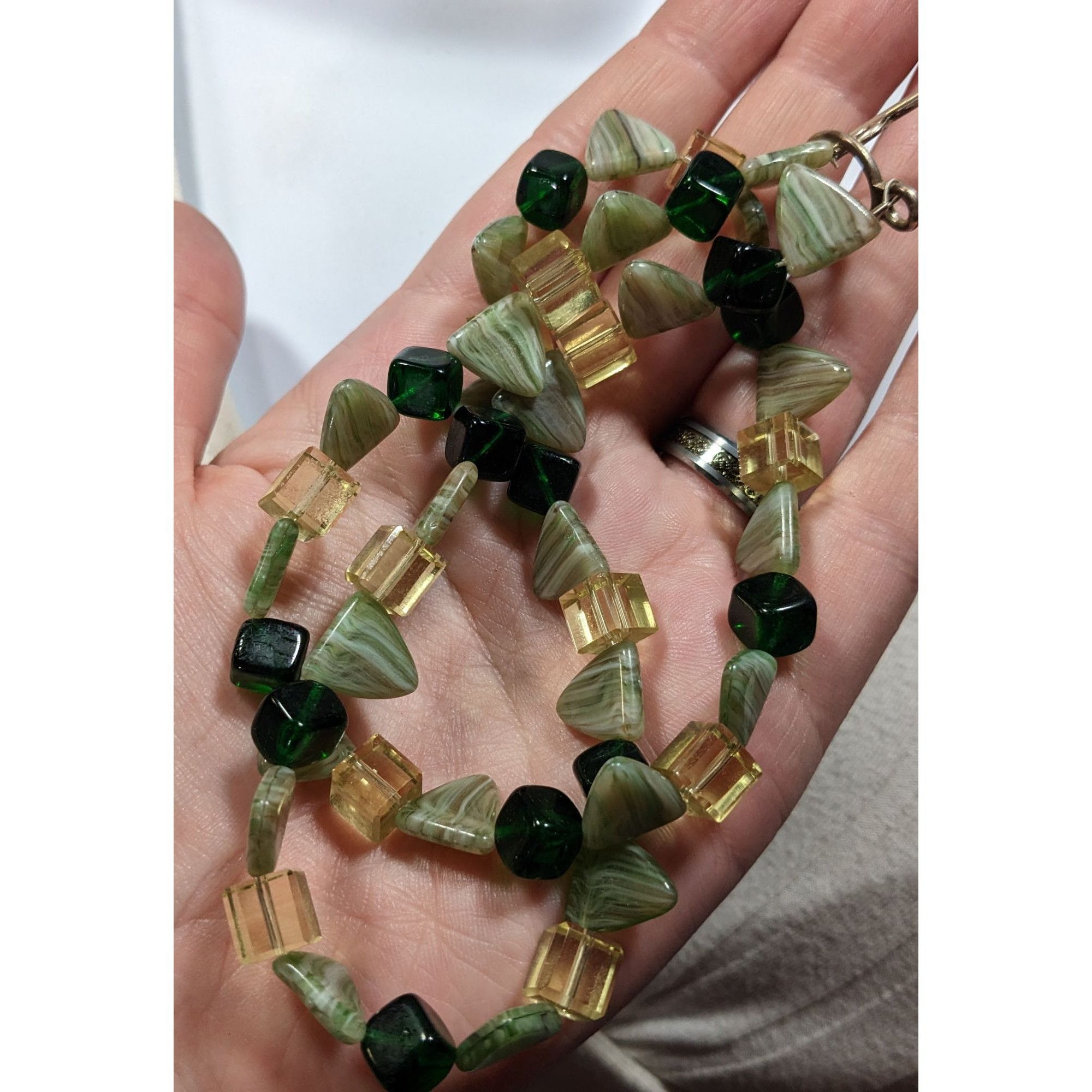 Other Fairycore Geometric Green Gemstone And Glass Beaded Necklace Size ONE SIZE - 5 Thumbnail