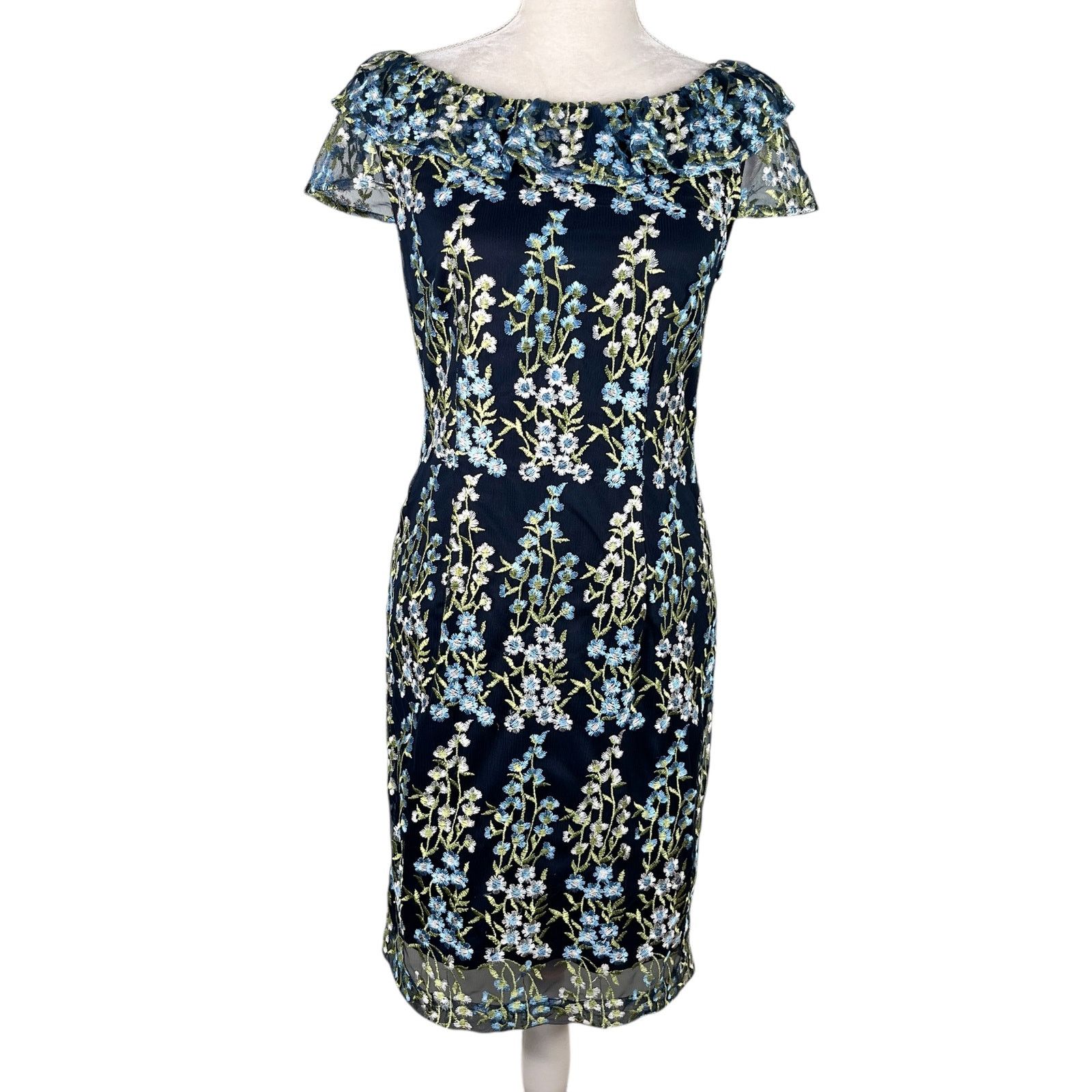 slip dress floor length Karl Lagerfeld Paris Women's Floral Border Linen Puff-Sleeve Dress - Soft White Multi main image 0