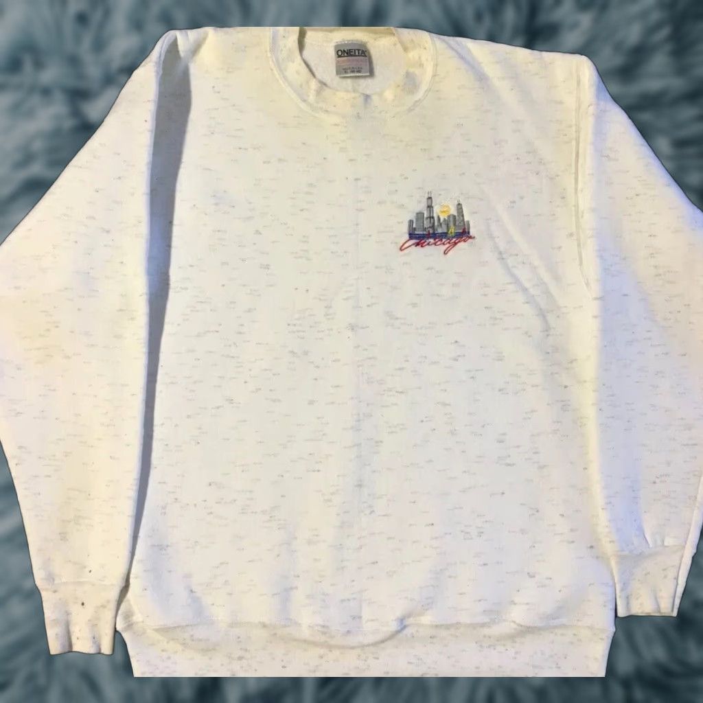Vintage Vtg 80s Chicago Faded Distress Sweatshirt L XL USA Surf Skate Bulls Grunge 90s - College Hoodie Men White USASweatshirt L Size US L / EU 52-54 / 3 - 1 Thumbnail
