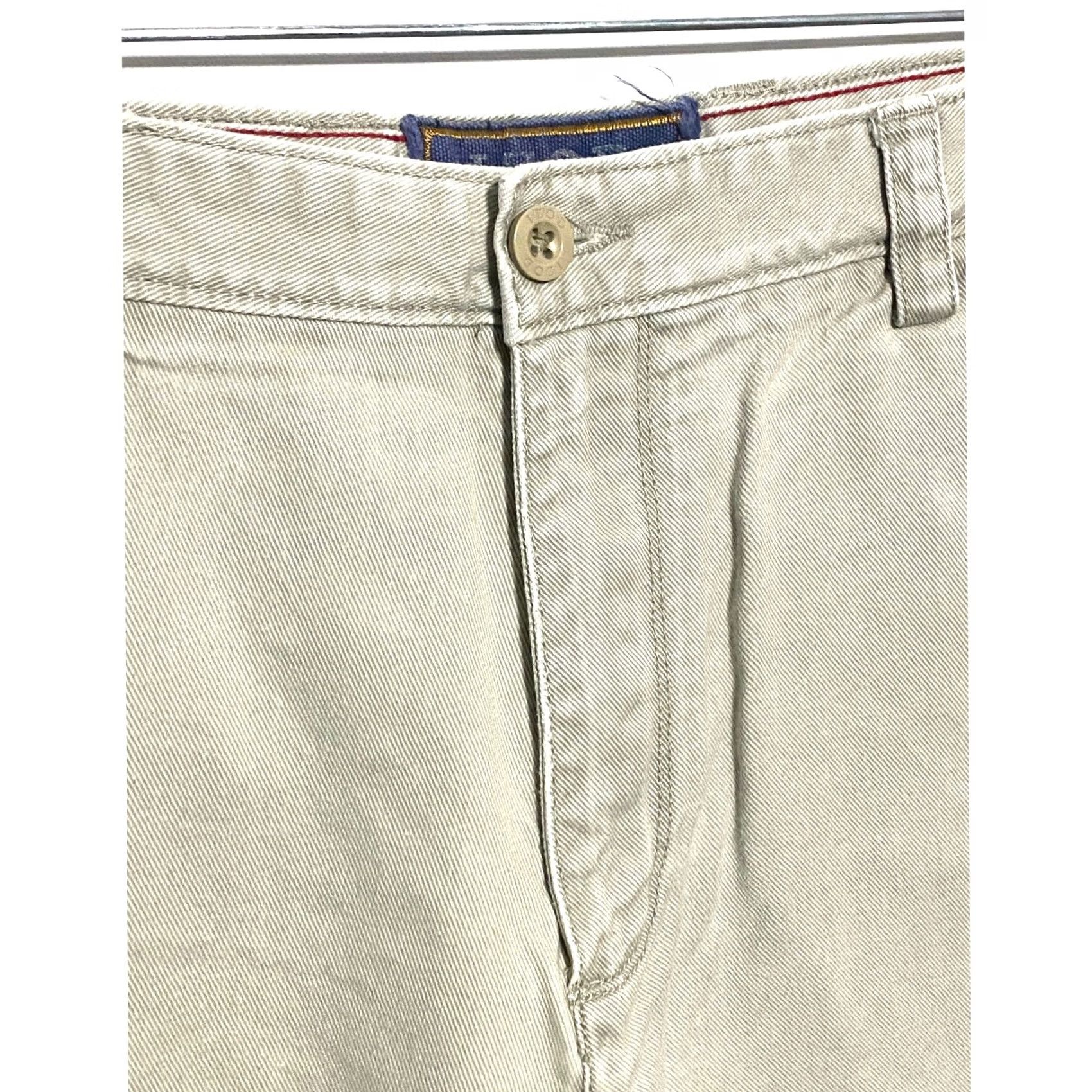 Izod IZOD Chinos Pants Mens 32x32 Flat Front 100% Cotton Beige Workplace Business Casual Preppy Mens Size US 32 / EU 48 - 5 Thumbnail