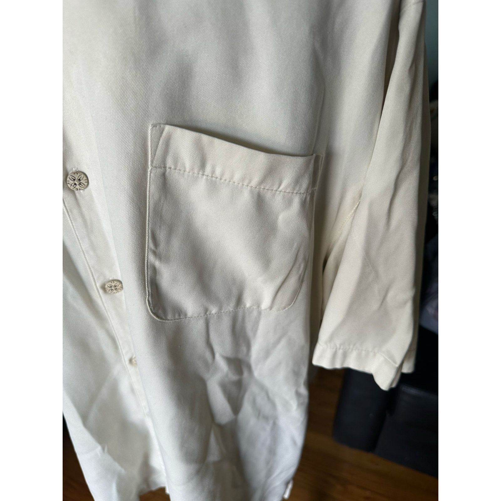 Tommy Bahama Tommy Bahama Silk Short Sleeve Button-Up Cream Shirt Size US L / EU 52-54 / 3 - 5 Thumbnail