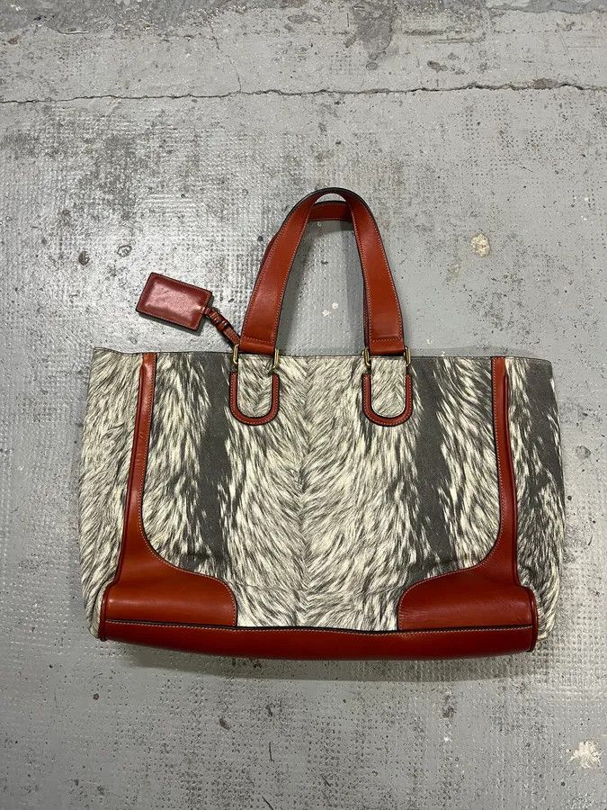 Dolce & Gabbana Dolce & Gabbana Fur Print Grey Leather Handle Bag Size ONE SIZE - 5 Thumbnail