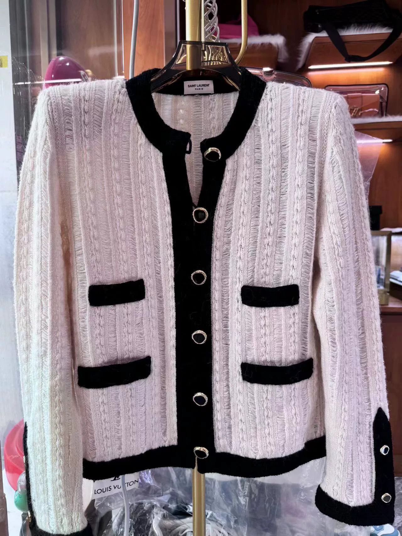 Saint Laurent Paris Saint Laurent Wool Cable Knit Cardigan Size S / US 4 / IT 40 - 1 Thumbnail